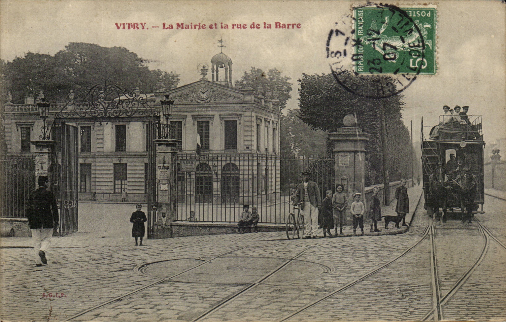 Vitry CPA the town hall and the street of the Bar (barouche) TOP