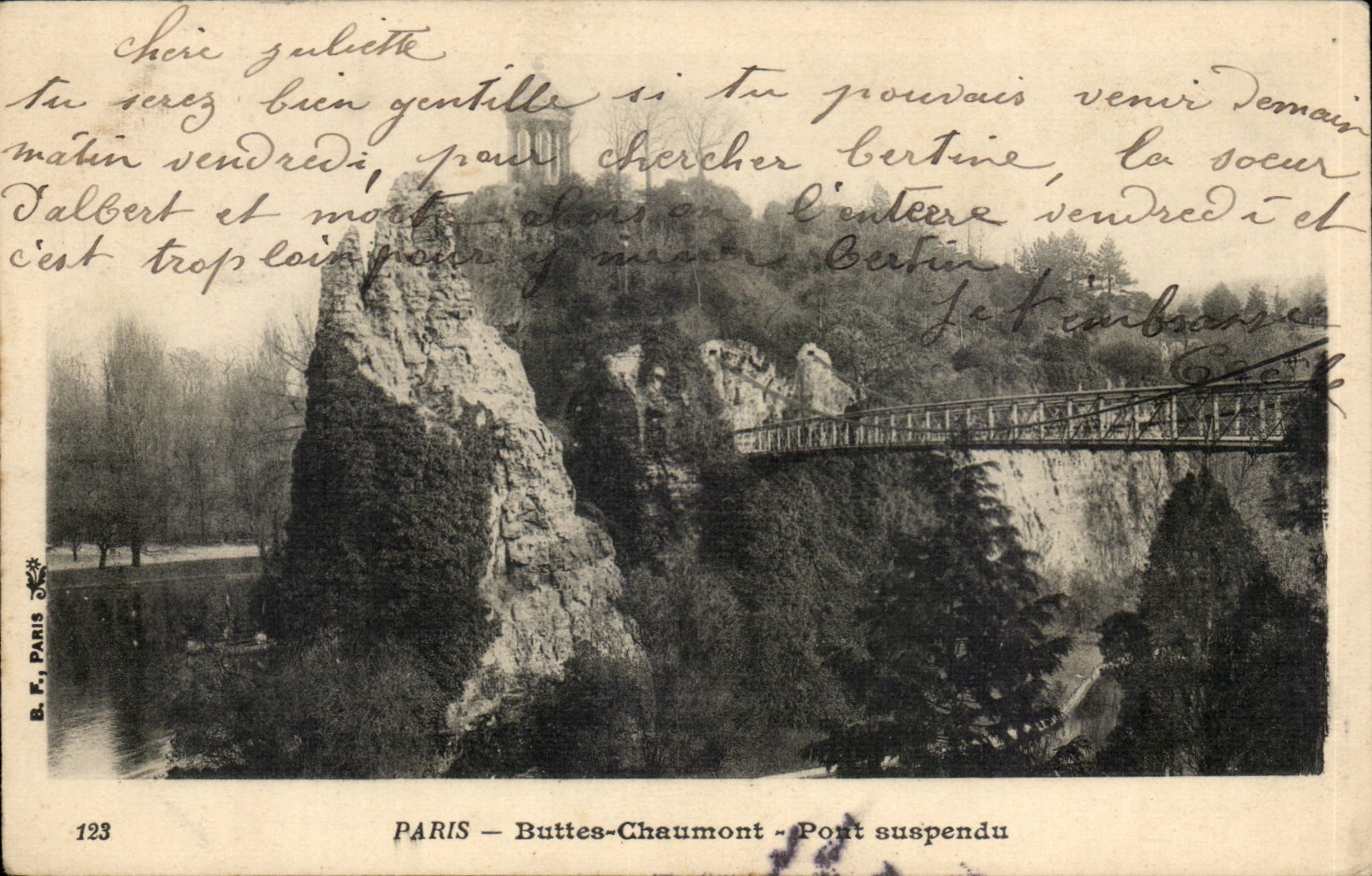 Paris CPA Hillocks Chaumont Suspended bridge