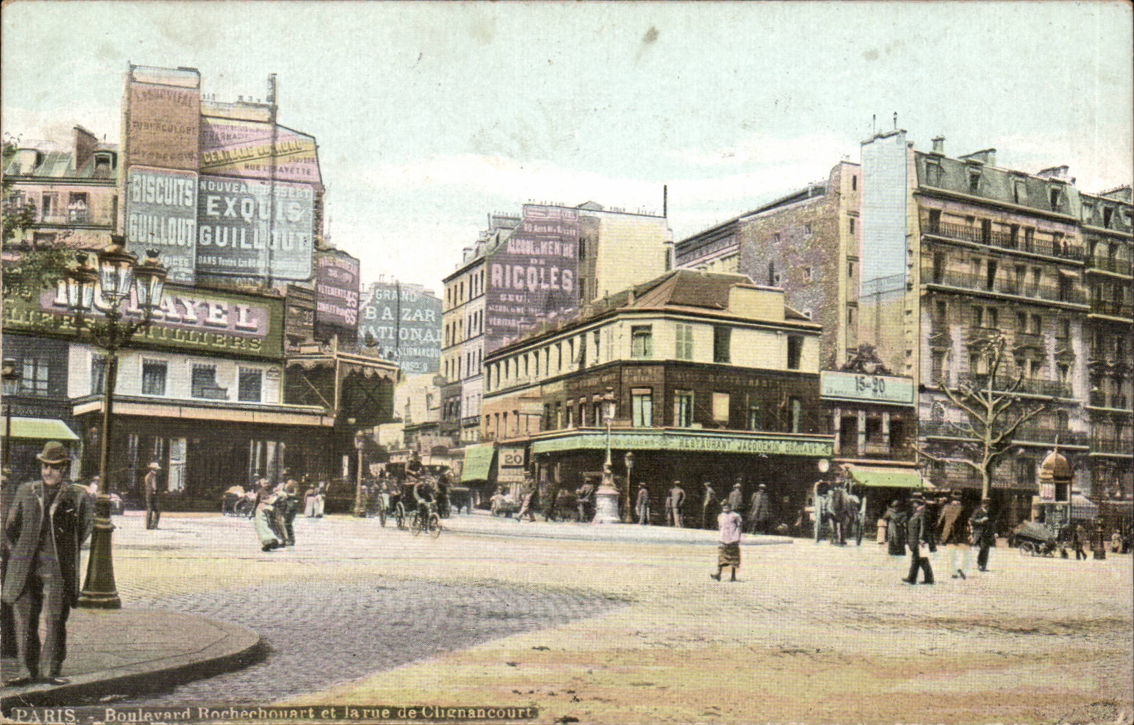 Paris CPA Boulevard Rochechouart et la rue de Clignancourt