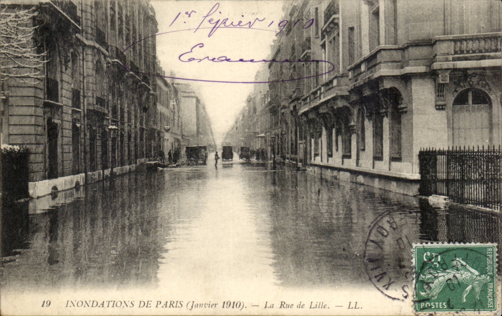 Raw Paris CPA of the Seine 1910 Rue Floods of Lille