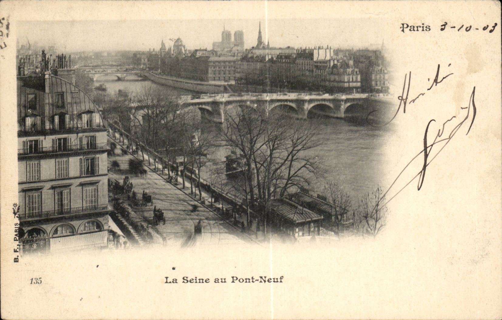 Paris CPA La Seine au pont neuf