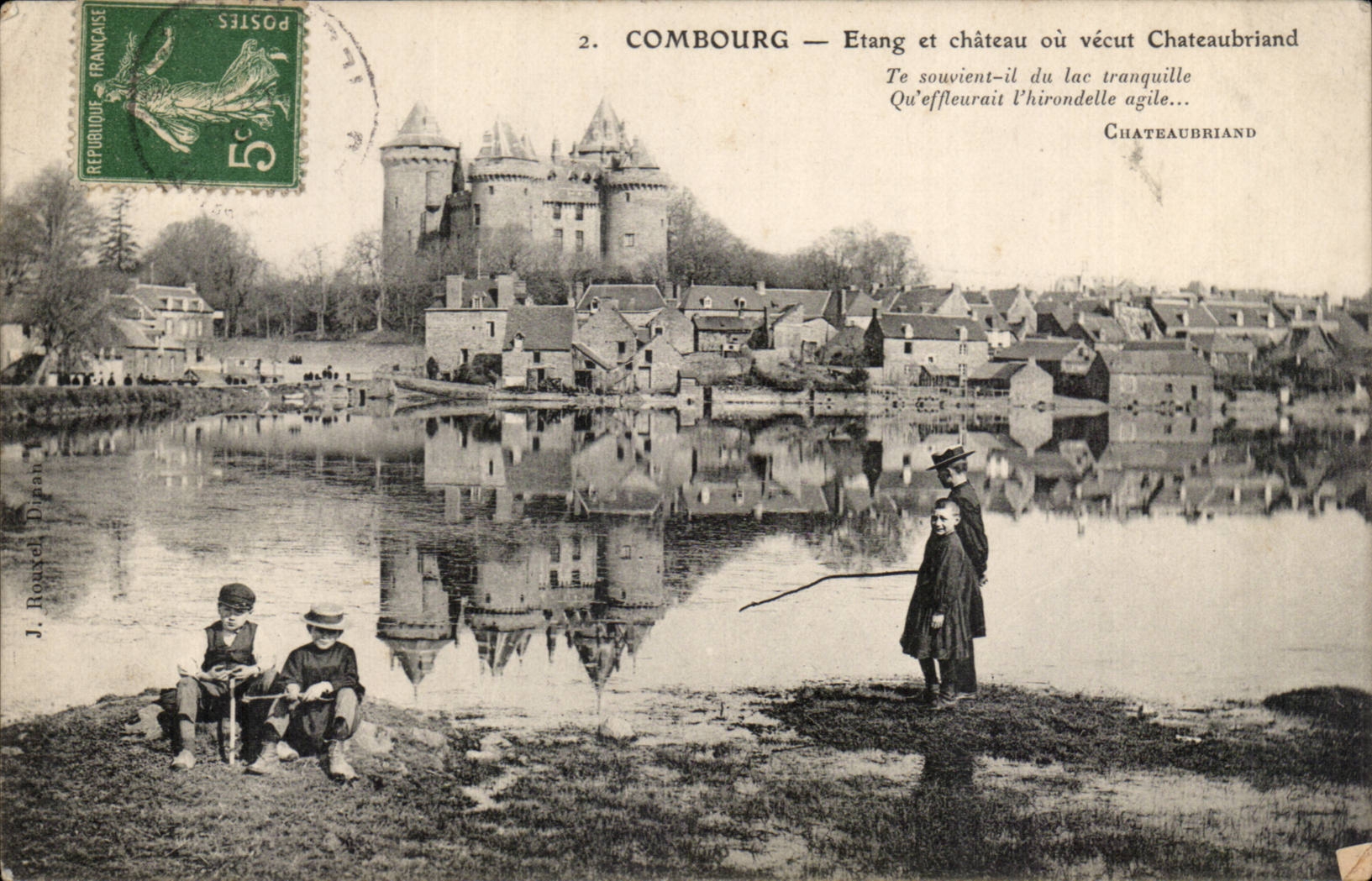 Combourg CPA pond and castle or lived Chateaubriand
