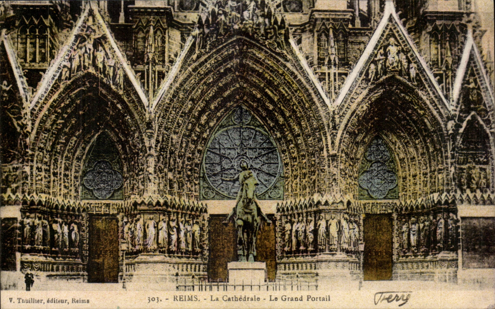 Reims CPA the cathedral the large gate