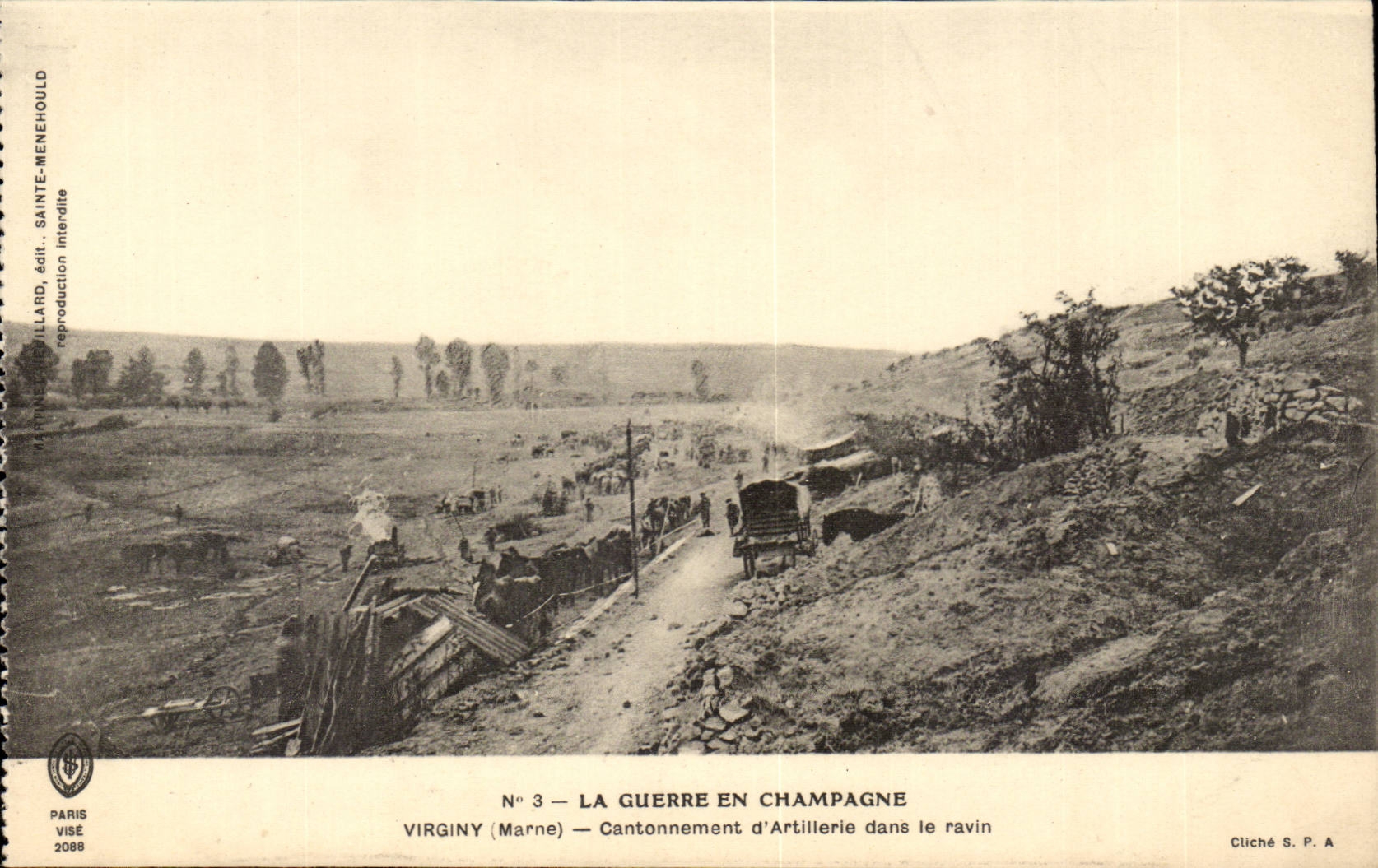 The war out of Champagne Virginy Quartering of artillery in the ravine