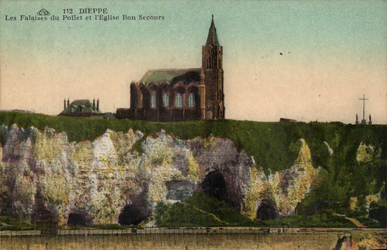 Dieppe CPA Klippen von Pollet und von Kirche guten Hilfe