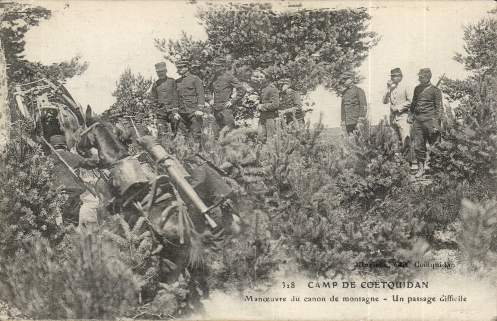 CPA Camp of coetquidan Operation of the gun of mountain a difficult passage TOP (militaria)