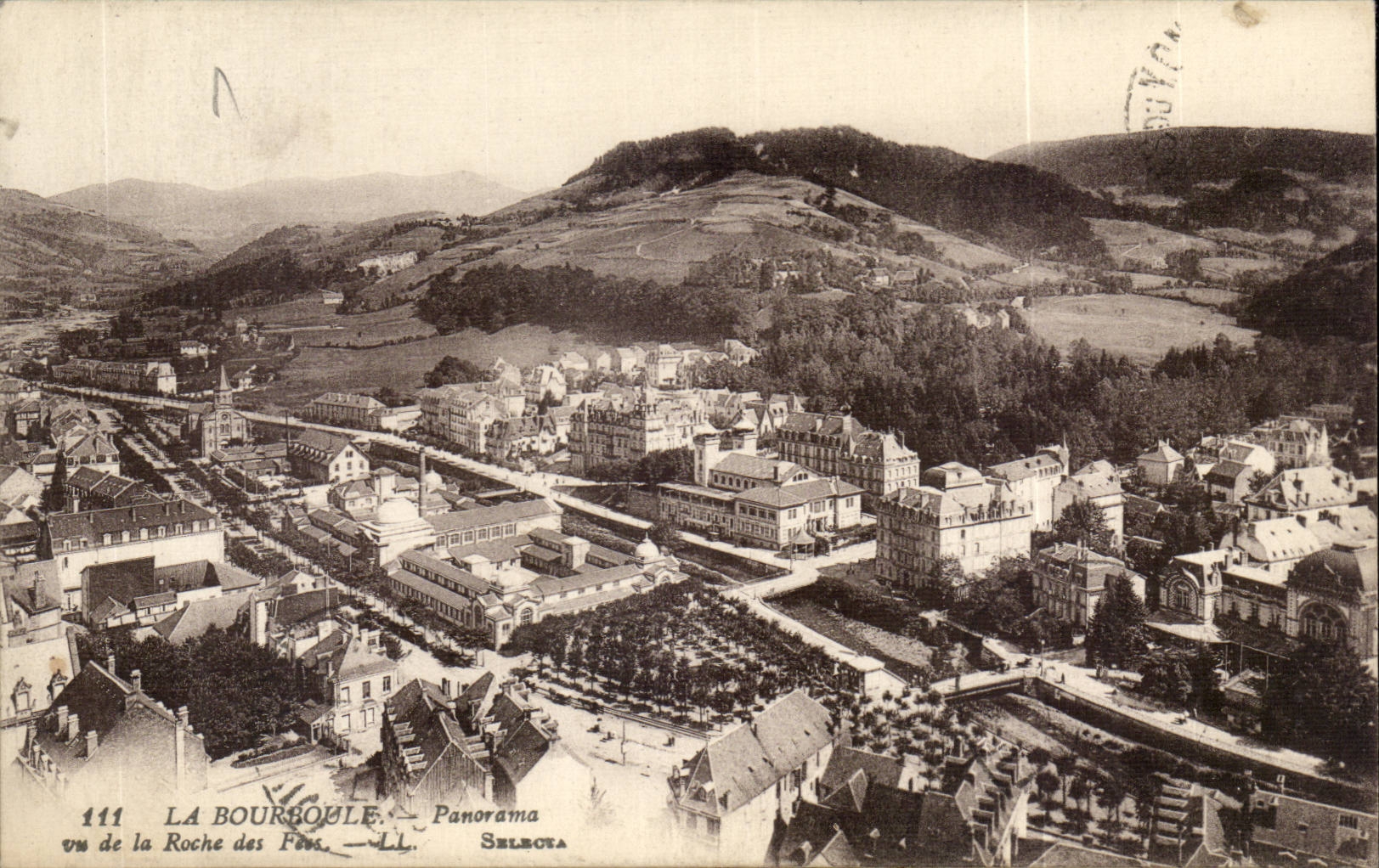 Bourboule - Panorama seen of the Rock of the Fairies - CPA