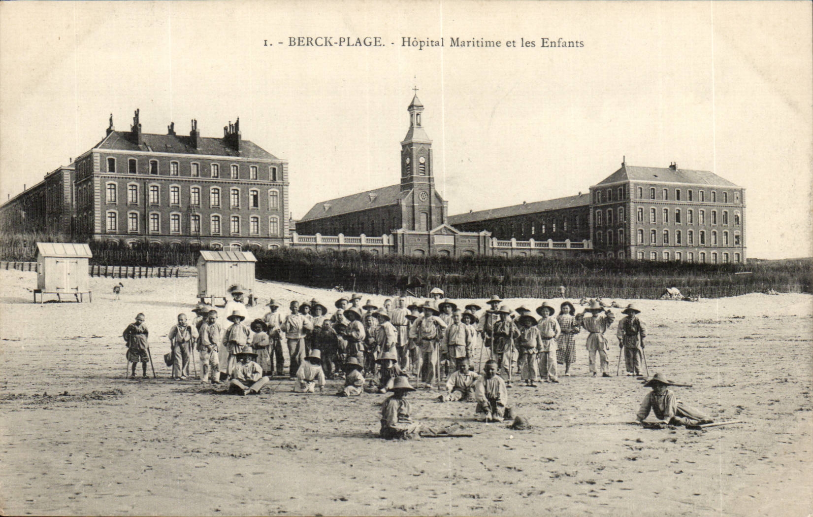 Berck Strand - SeeHopiatl und Kinder - CPA
