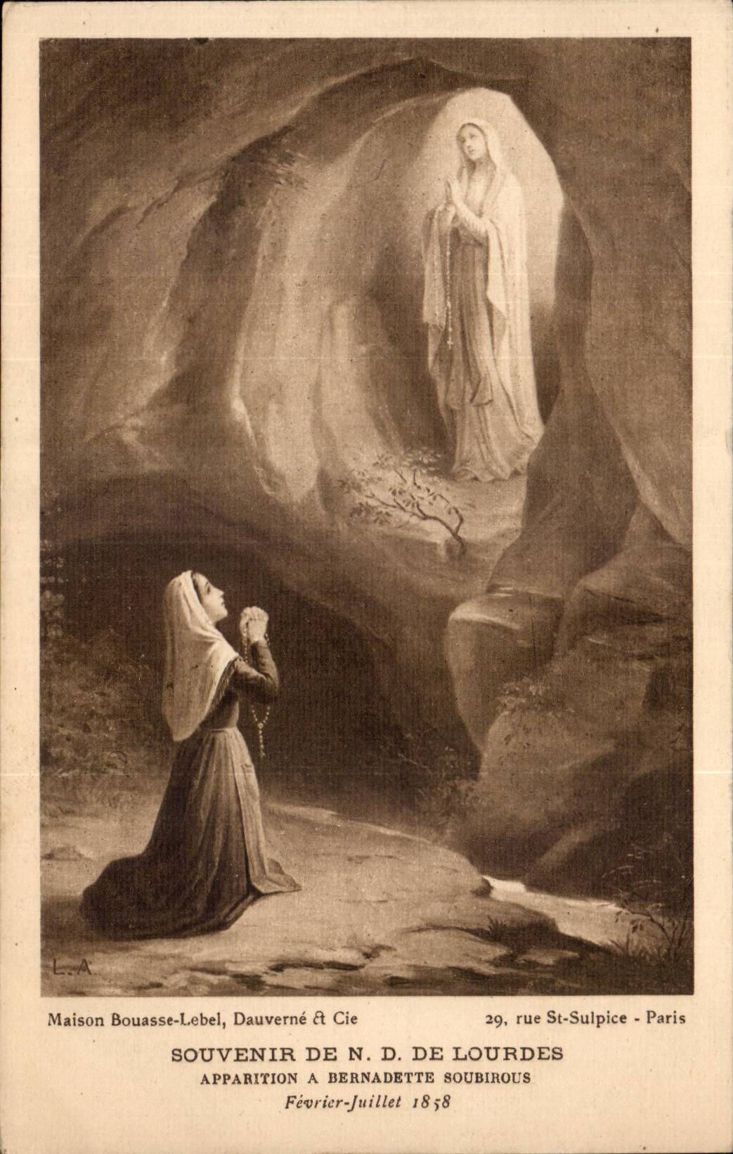 CPA Souvenir of ND of Lourdes Appearance has Bernadette Soubirous 1858