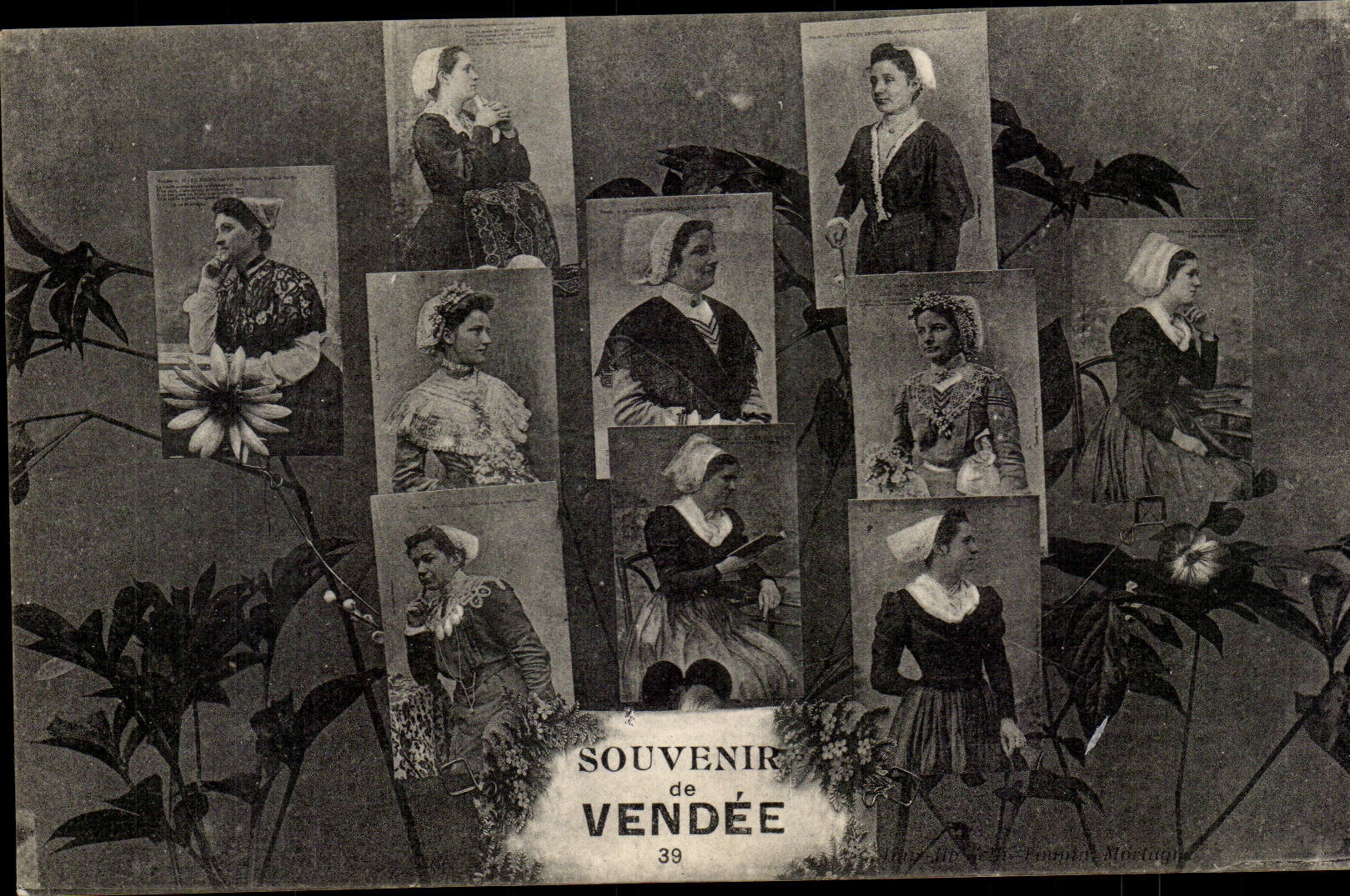 CPA Andenken des Vendee (Folklorekostum)