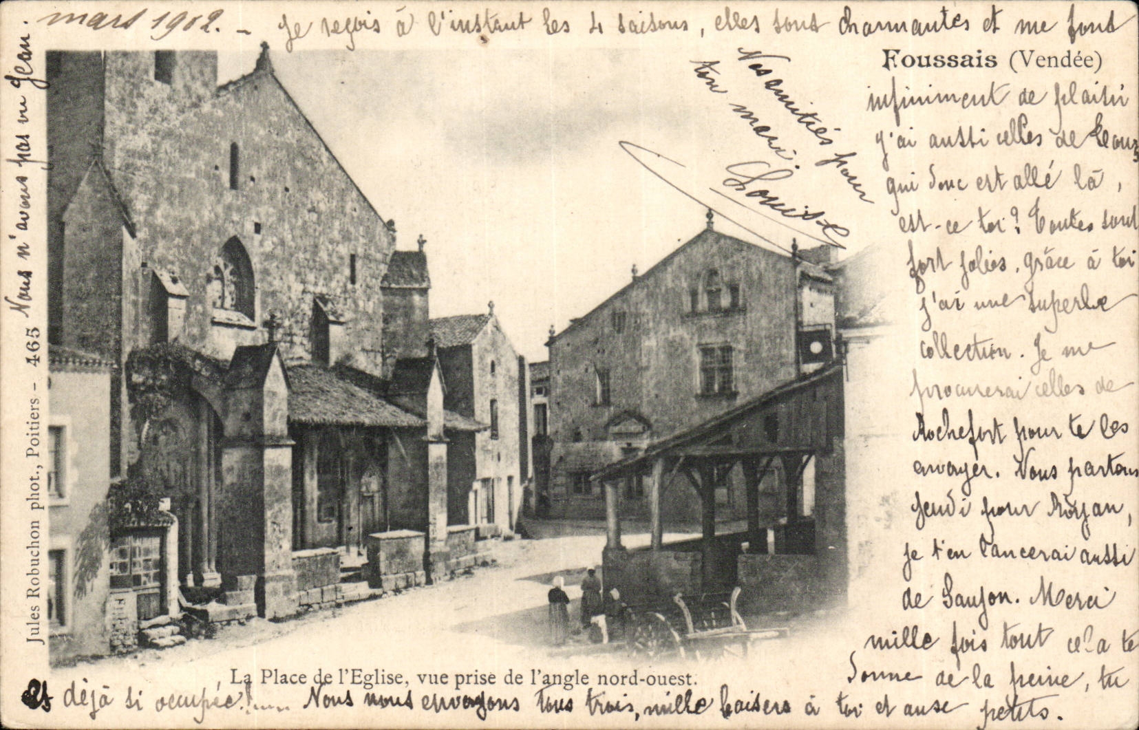 Foussais CPA der Ort der Kirche gesehen vom westlichen Nordwinkel