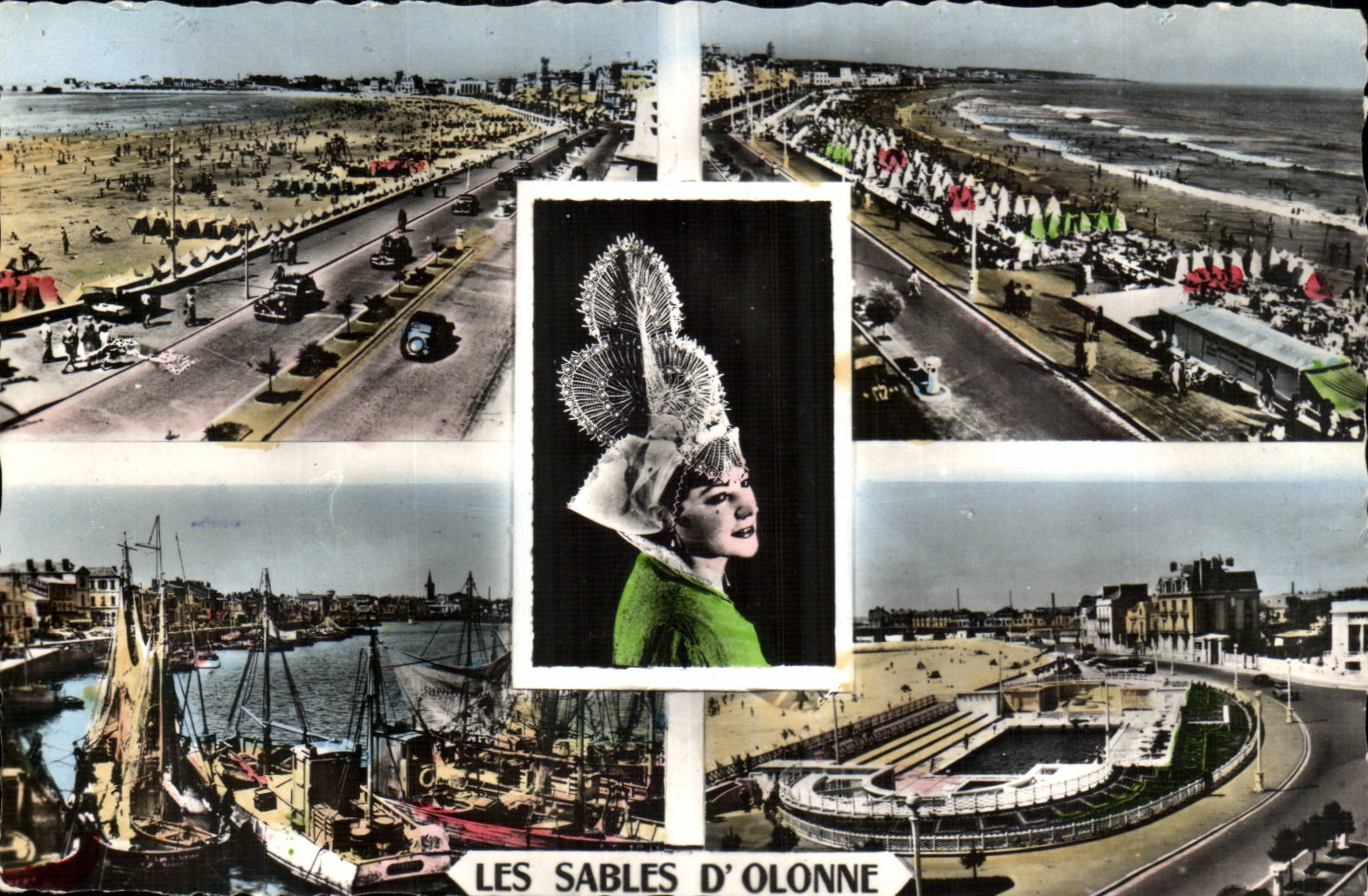 CPA Strand und Hafen der Sande von olonne und recht von sablaise