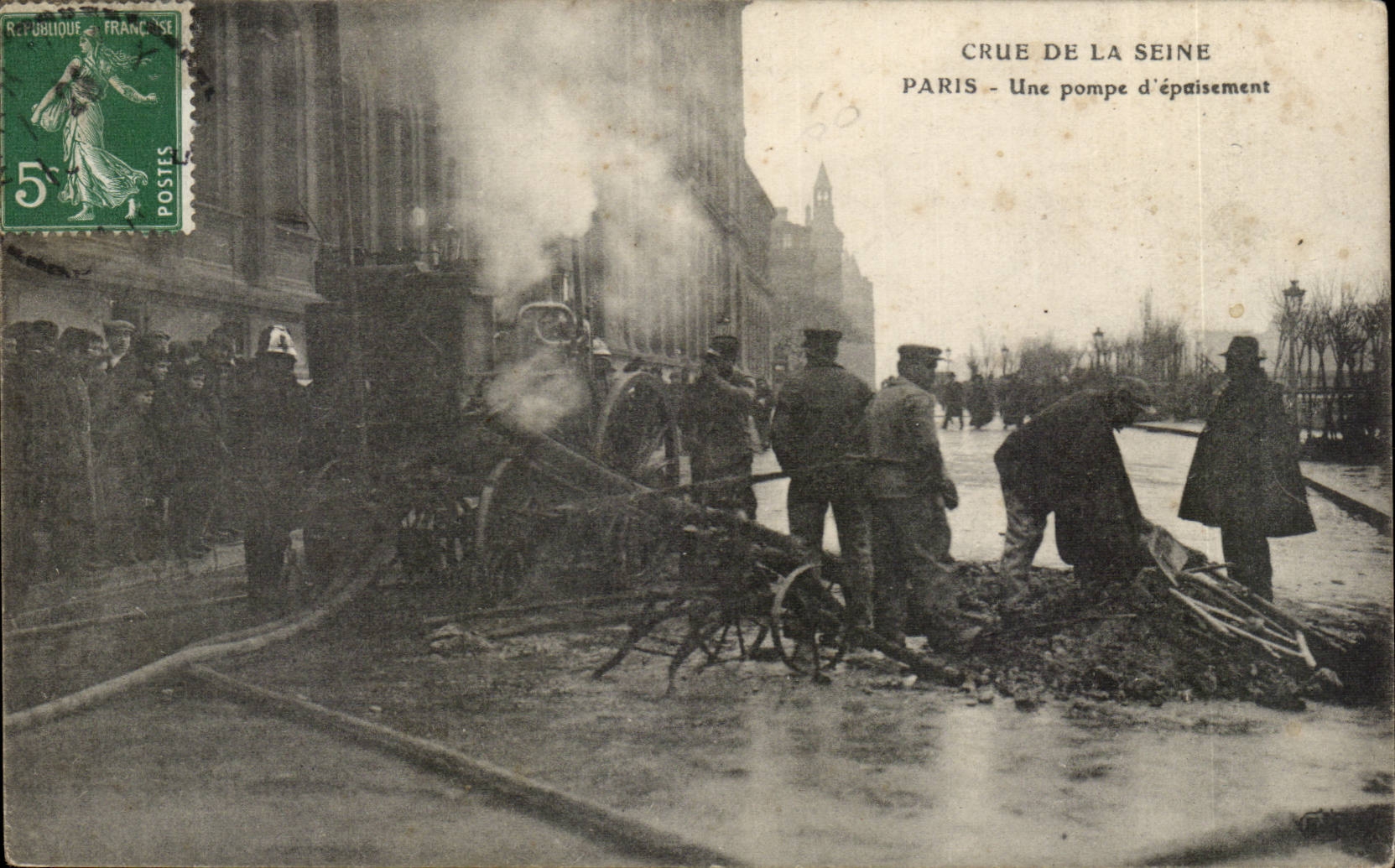 Paris - Crue de la Seine - Janvier 1910 - Une Pompe d'epaisement - CPA