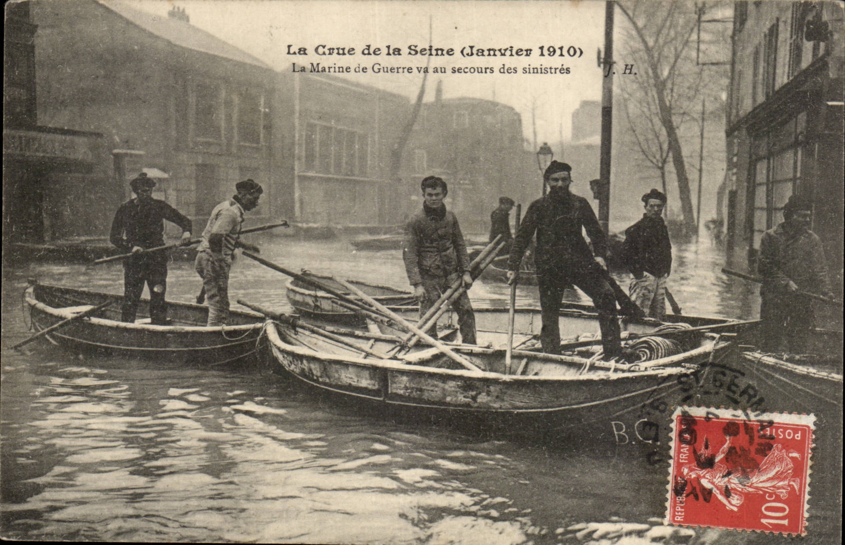 Paris - La Grande Crue de la Seine Janvier 1910 - La Marine de Guerre vu au Secours des Sinistres - CPA