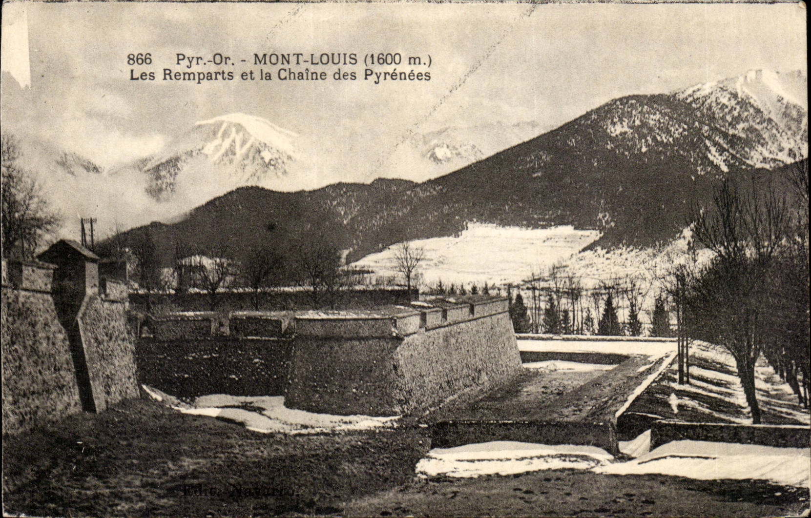 Mount Louis CPA walls and the chain of the Pyrenees