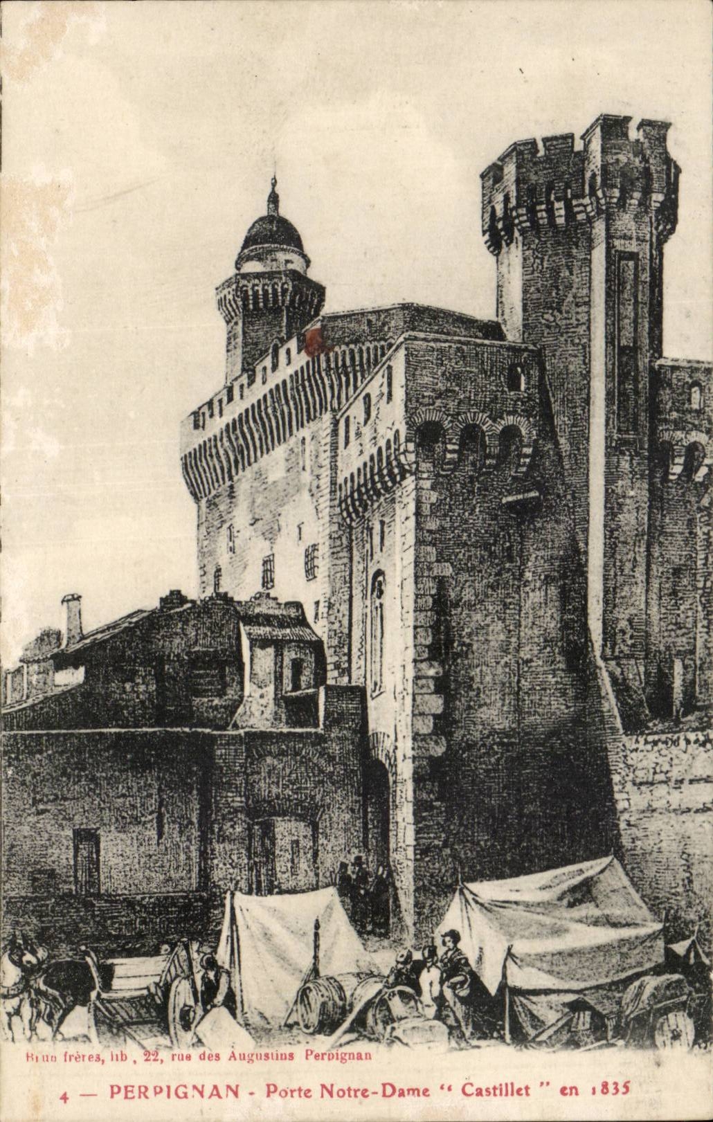 Perpignan CPA Porte Notre Dame Castillet en 1835
