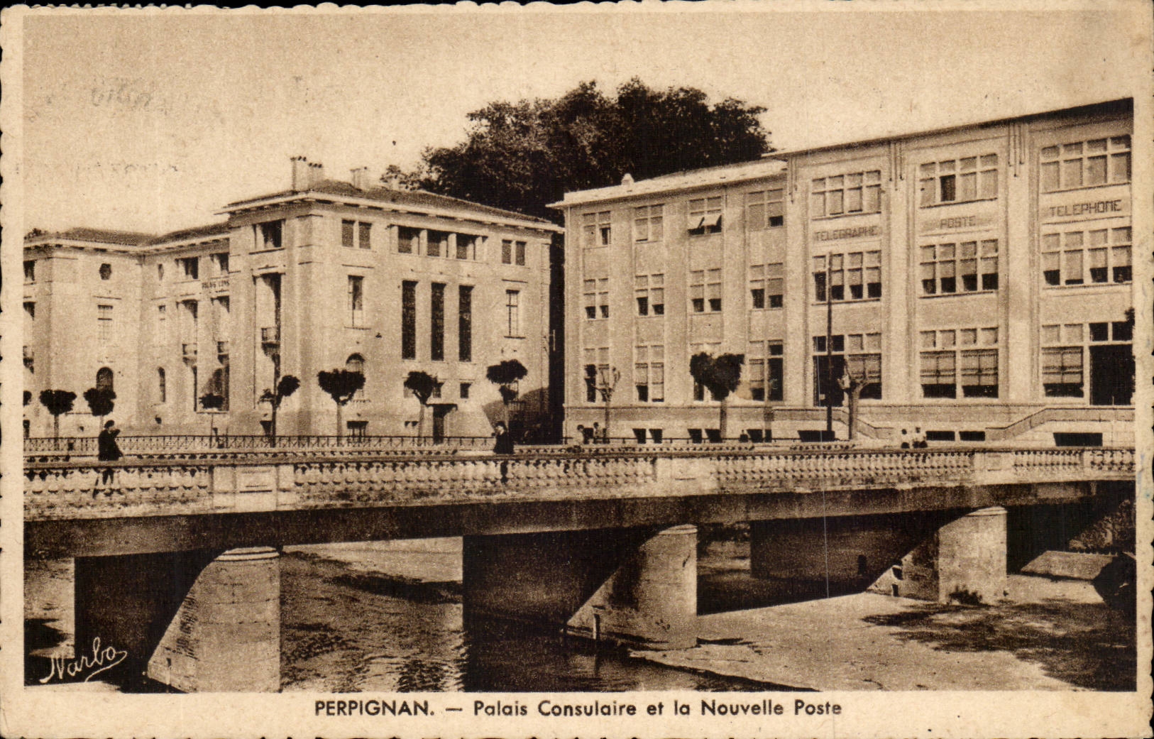 Perpignan CPA Palais consulaire et la nouvelle Poste