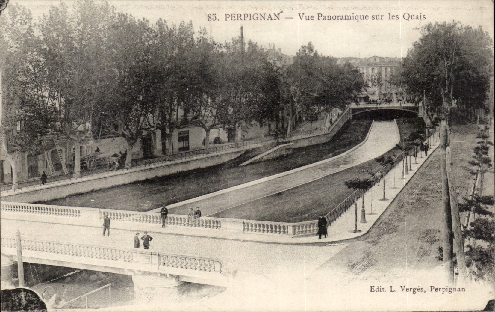 Perpignan - Vue Panoramique sur les Quais CPA