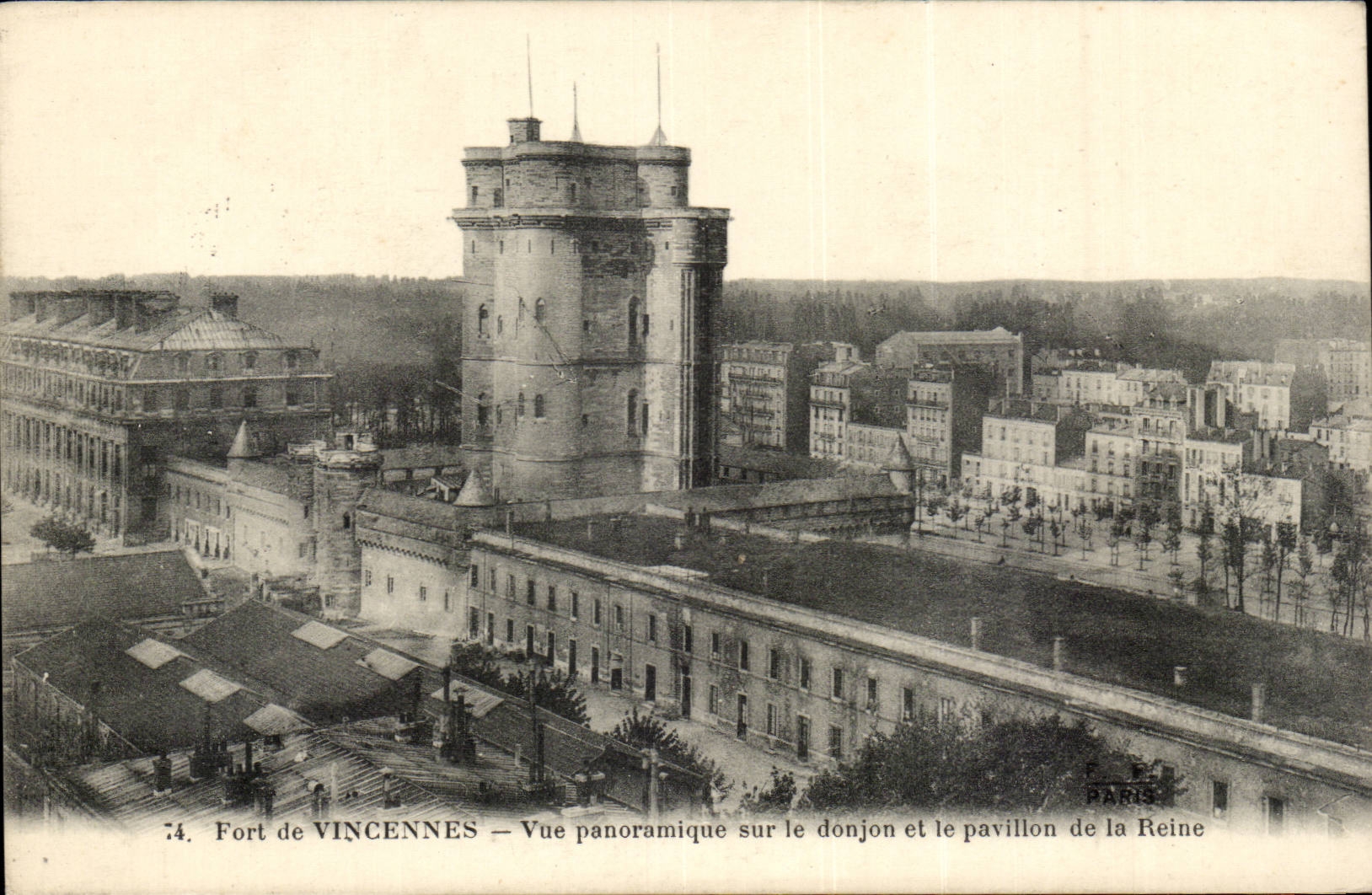 Vincennes CPA Panoramic View on the keep and the house of the queen