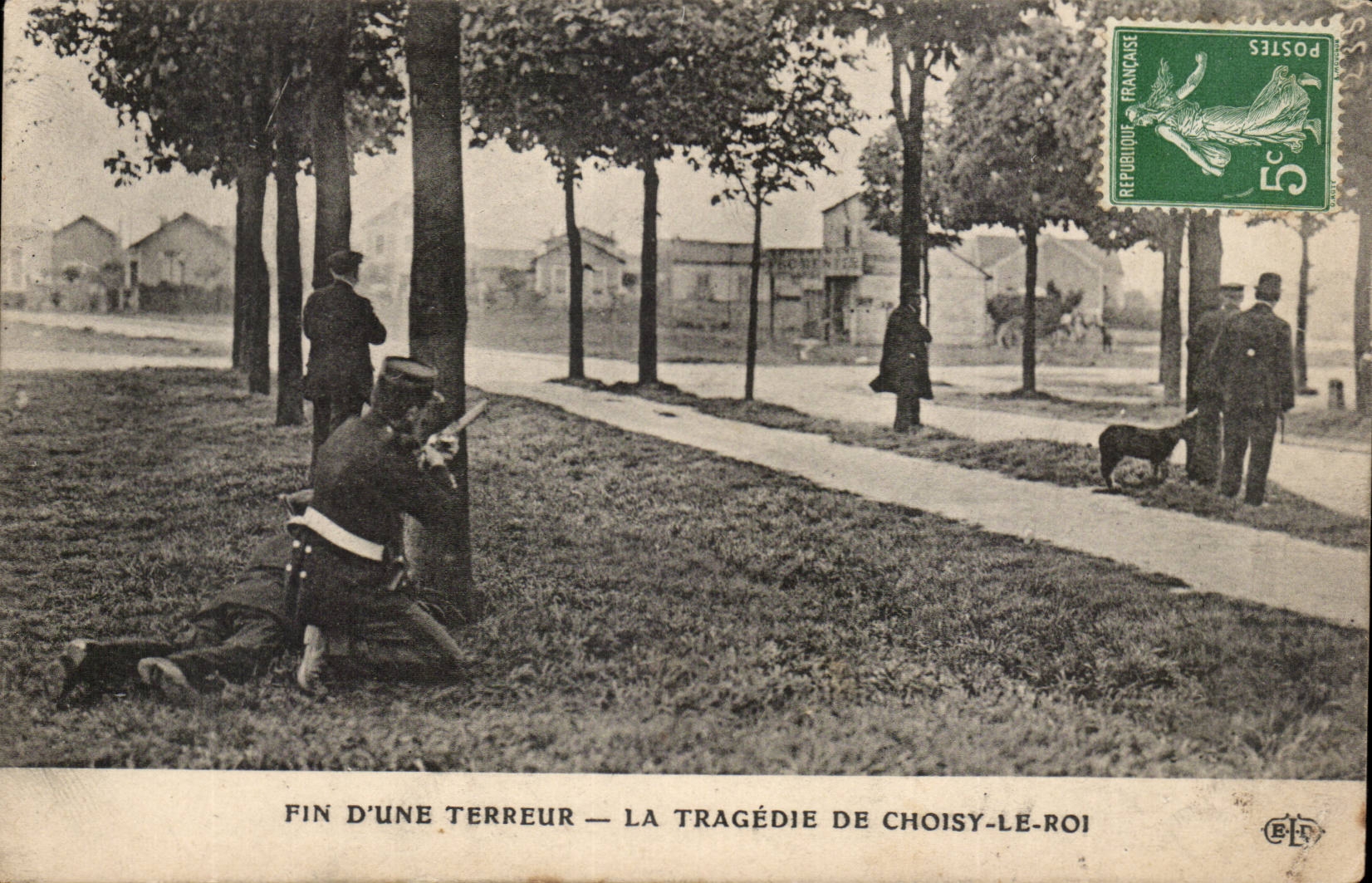 End of a terror CPA the tragedy of Choisy the King (gendarmes gendarme) (band has Bonnot gangsters robber crime) TOP