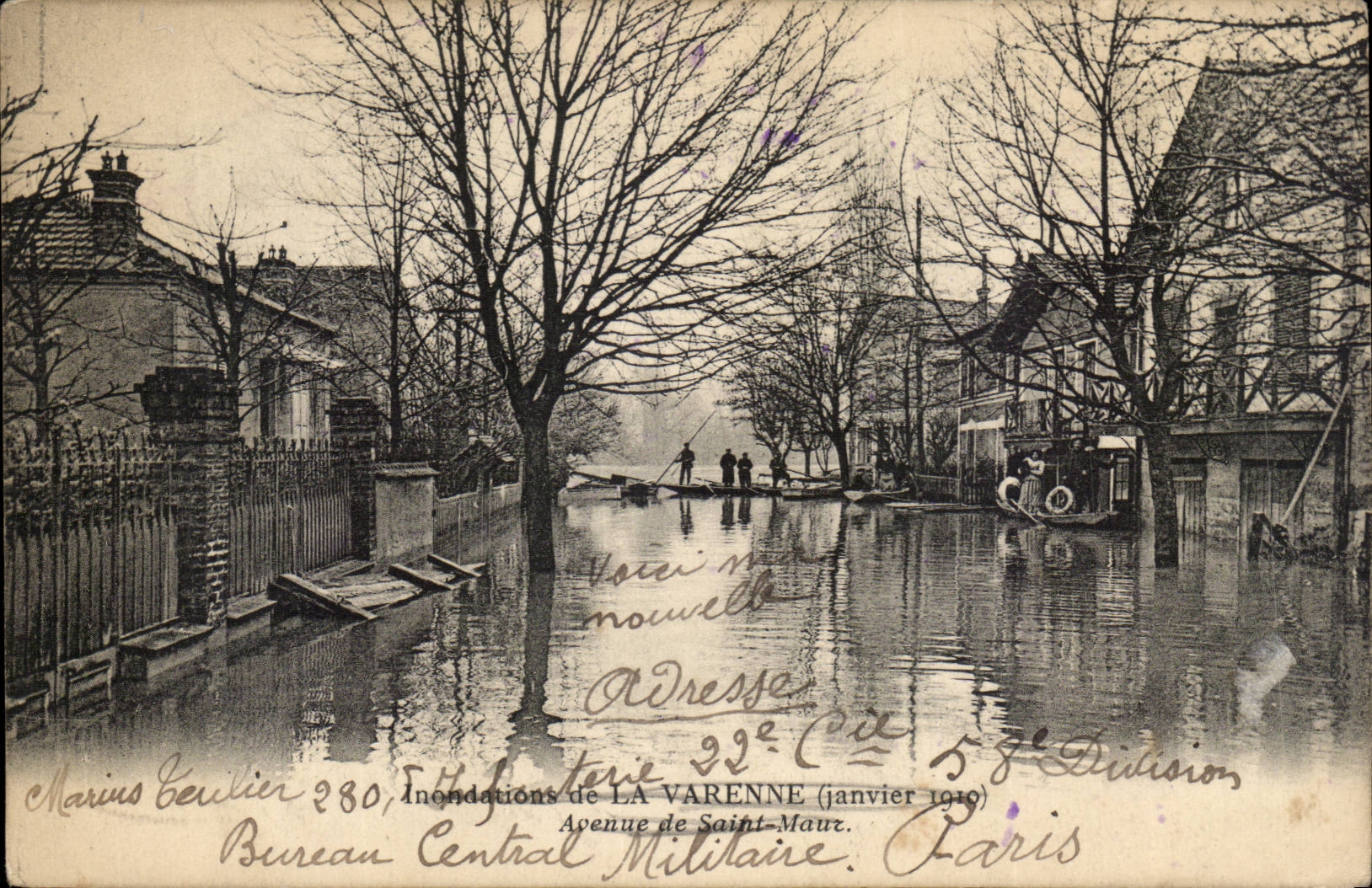 CPA Inondations de la Varenne (janvier 1910) Avenue de Saint MAur