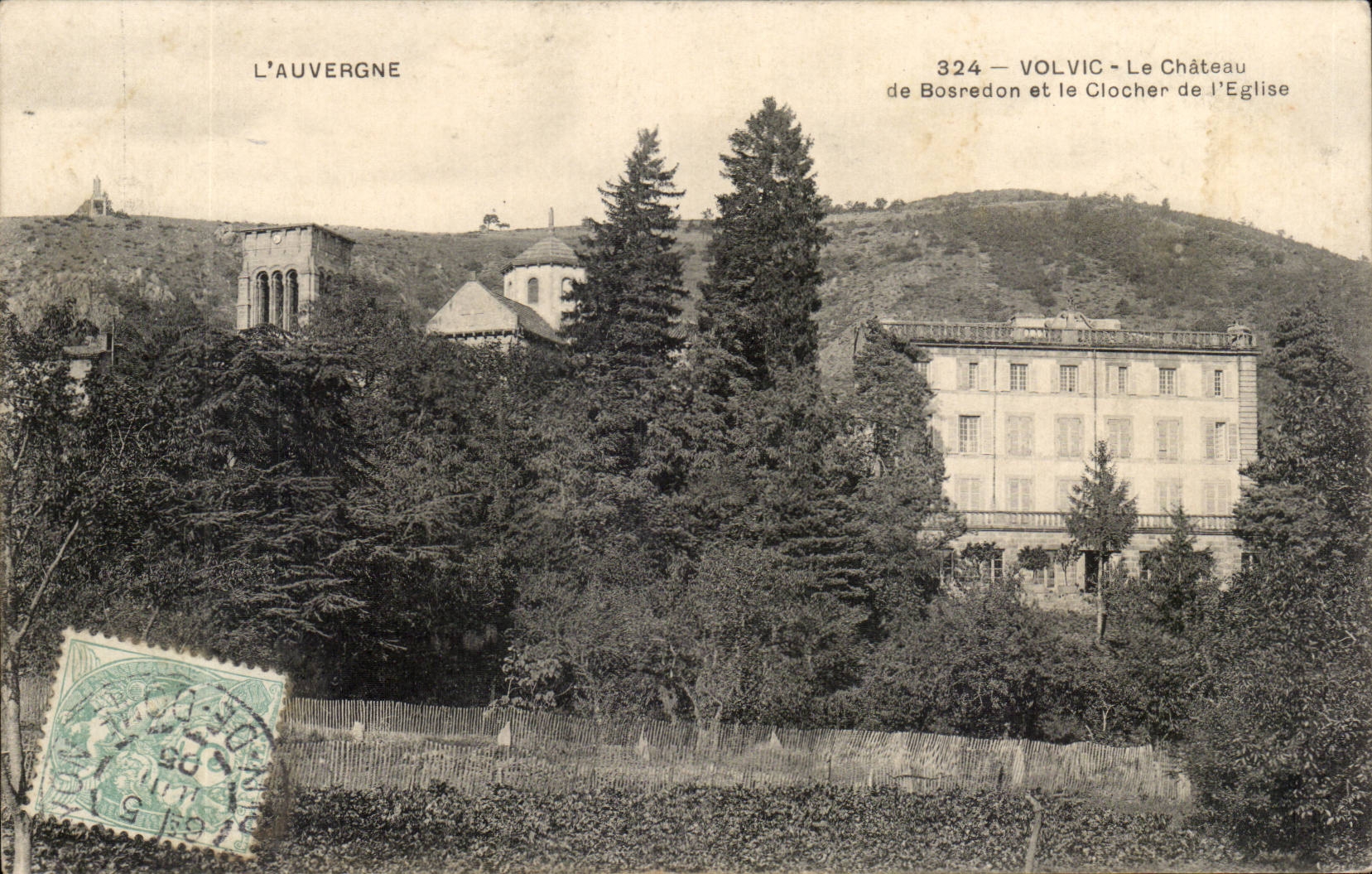 Auvergne CPA Volvic the castle of Bosredon and the bell-tower of the church