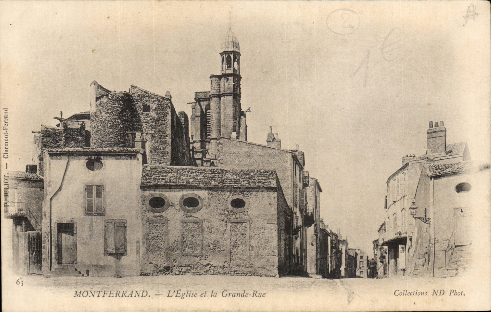 Montferrand - the Church and Main street - CPA