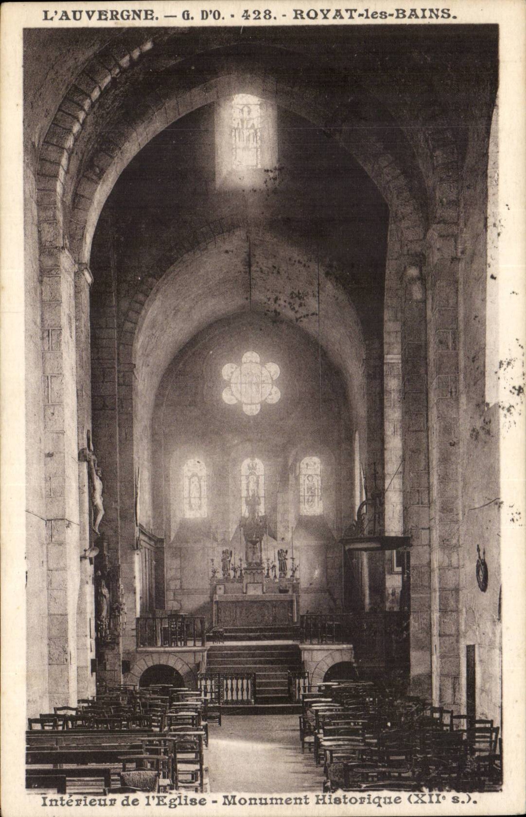 Royat les Bains - Interior of the Church - CPA