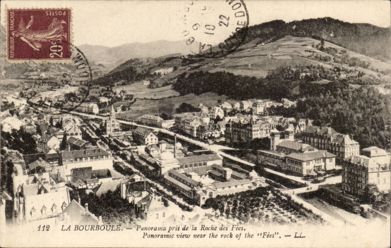Bourboule - Panorama taken of the Rock of the Fairies - CPA