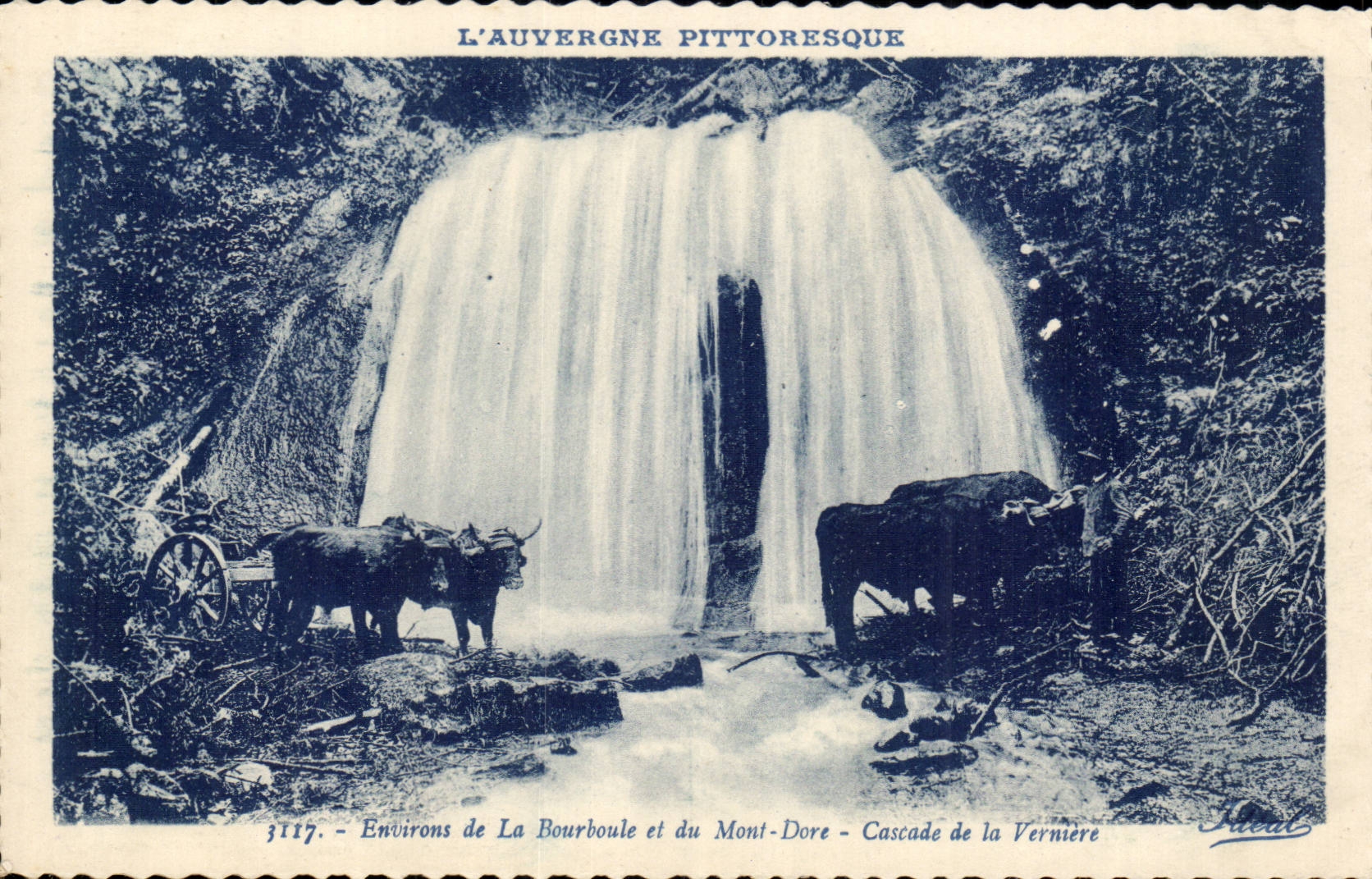 Surroundings of Bourboule and the Mount Gild Cascade of Verniere - ox - bulldozer - CPA