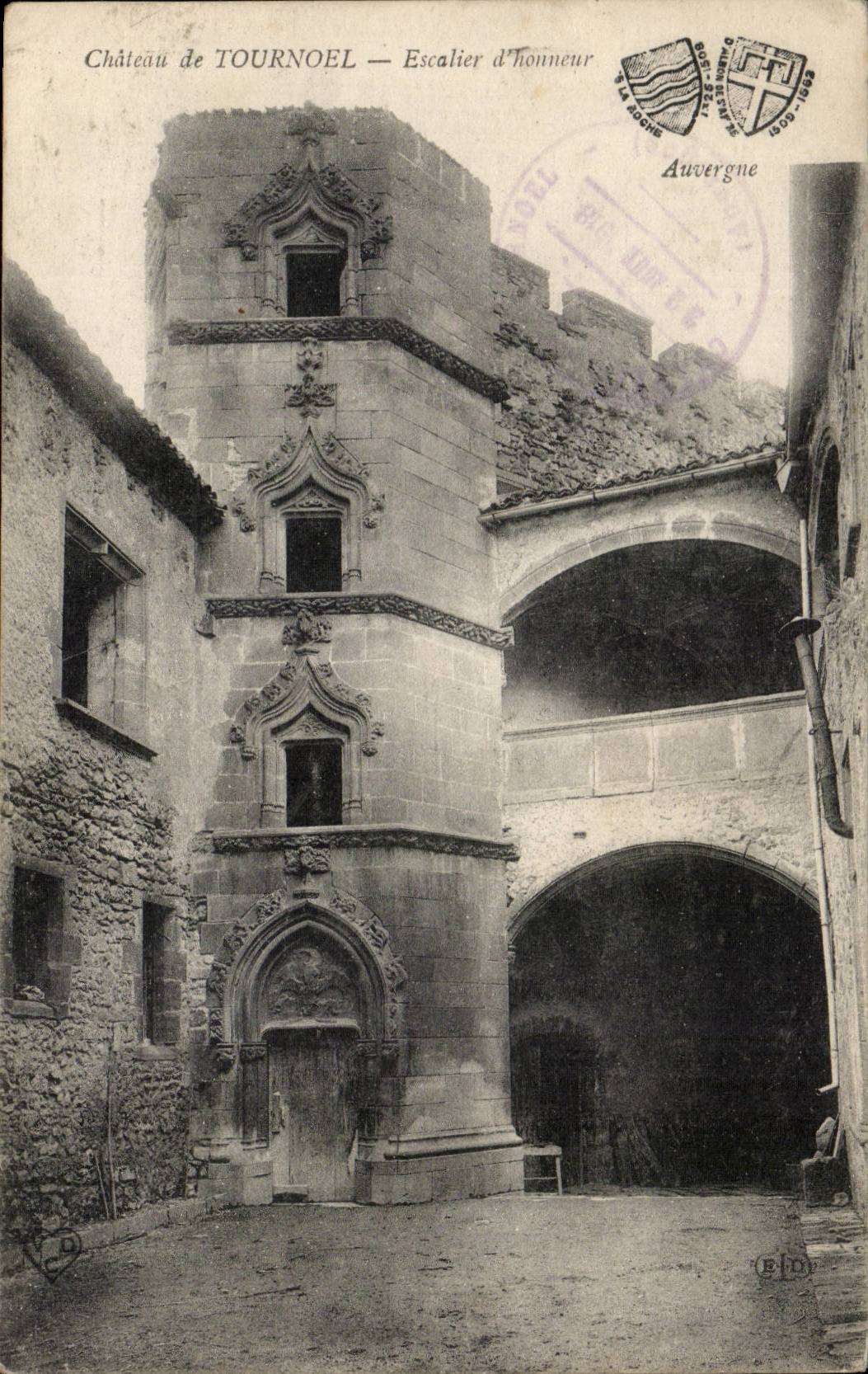 Castle of Tournoel - Staircase - CPA