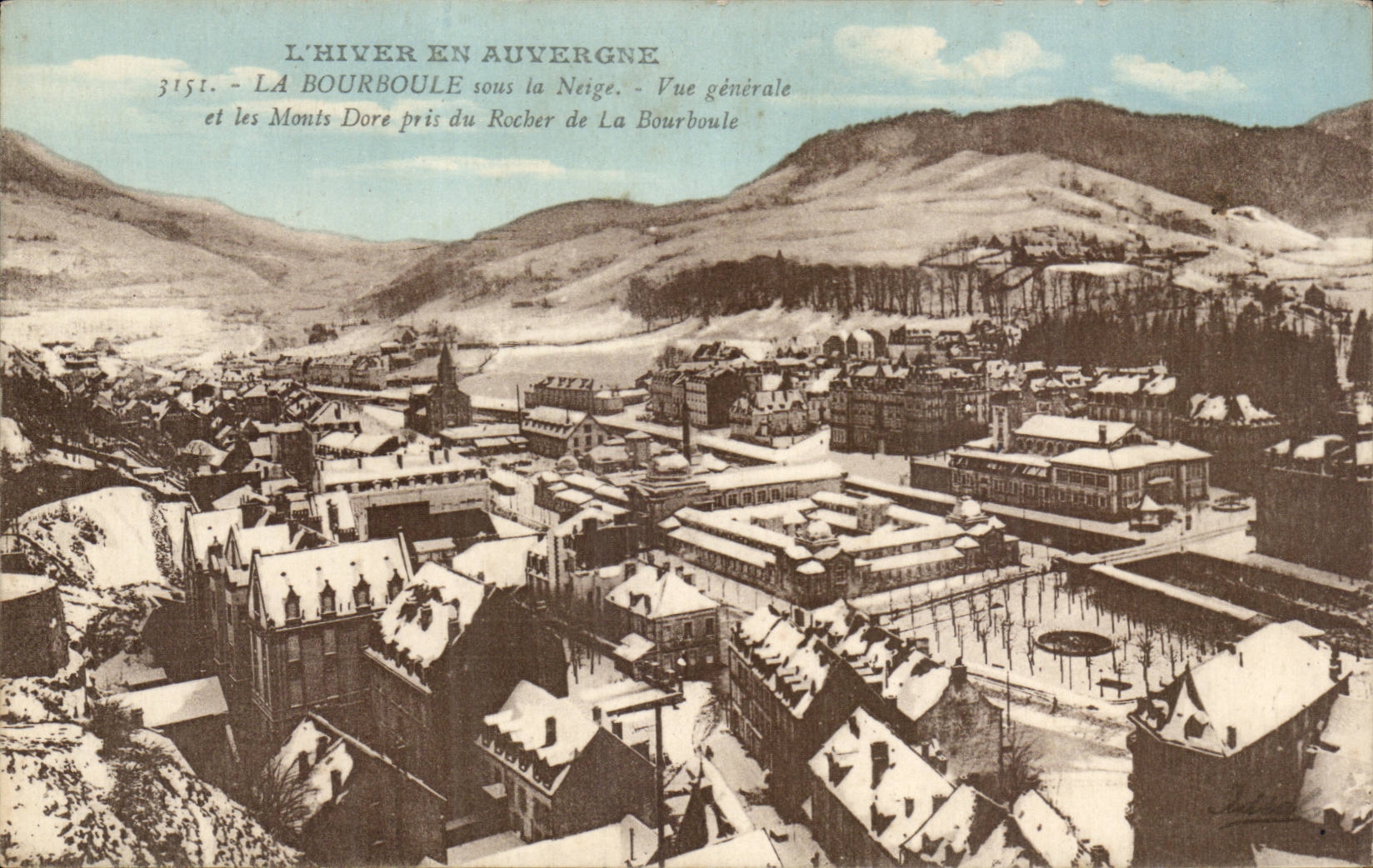 Bourboule - the Winter in Auvergne - under Snow - View and the Mount Gilds - CPA