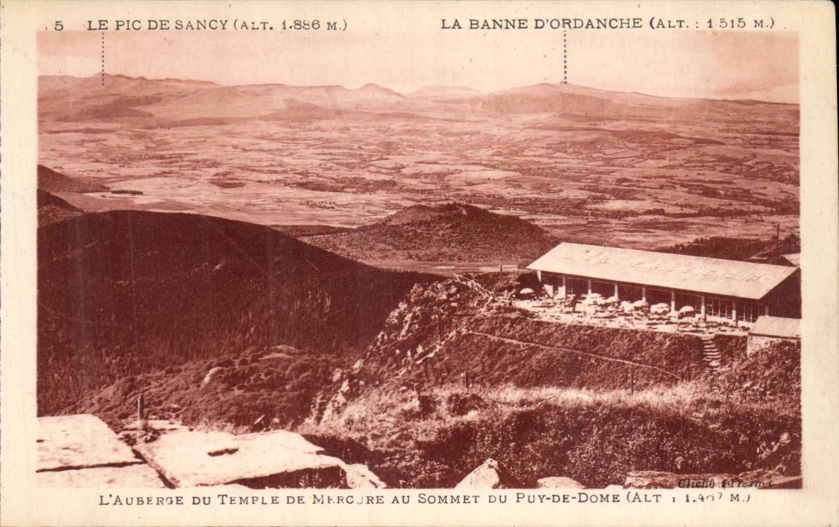 The Peak of the sancy alt the 1886 Hamper D' Ordanche alt 1515 - the Inn of the Mercury Temple at the Top - CPA