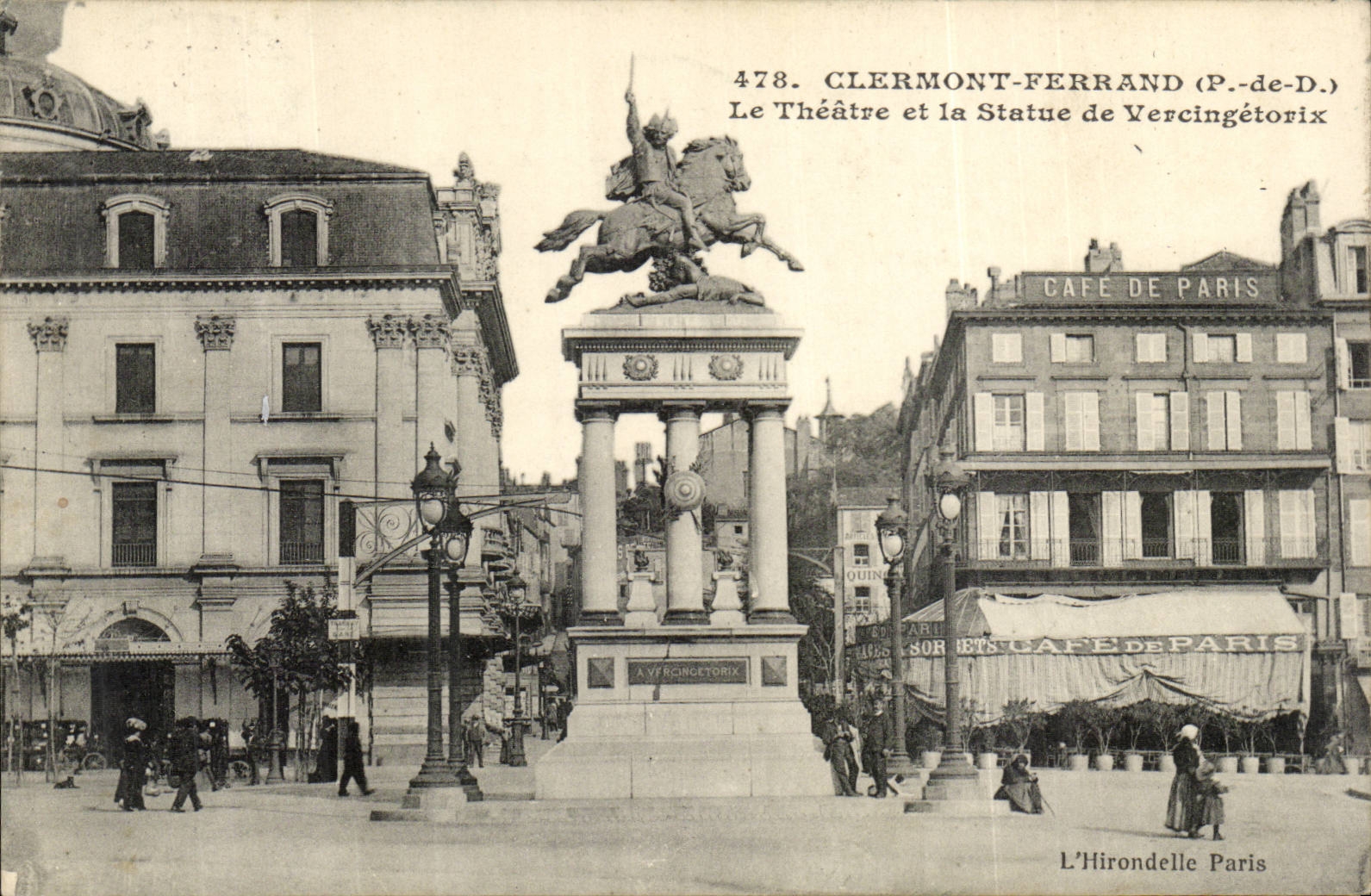Clermont Ferrand - the Theater and Statue of Vercingetorix - CPA