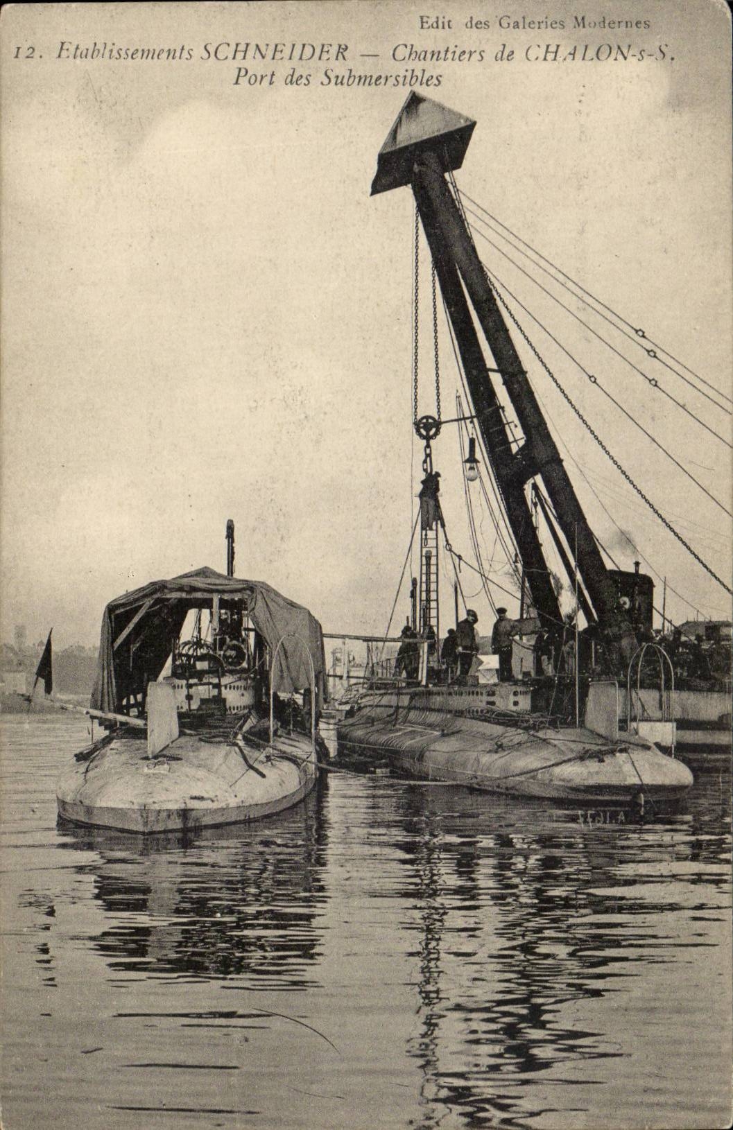 Establishments Schneider CPA Building sites of Trawl-net on the Saone Port of the submarines (submarines uboot submarine)