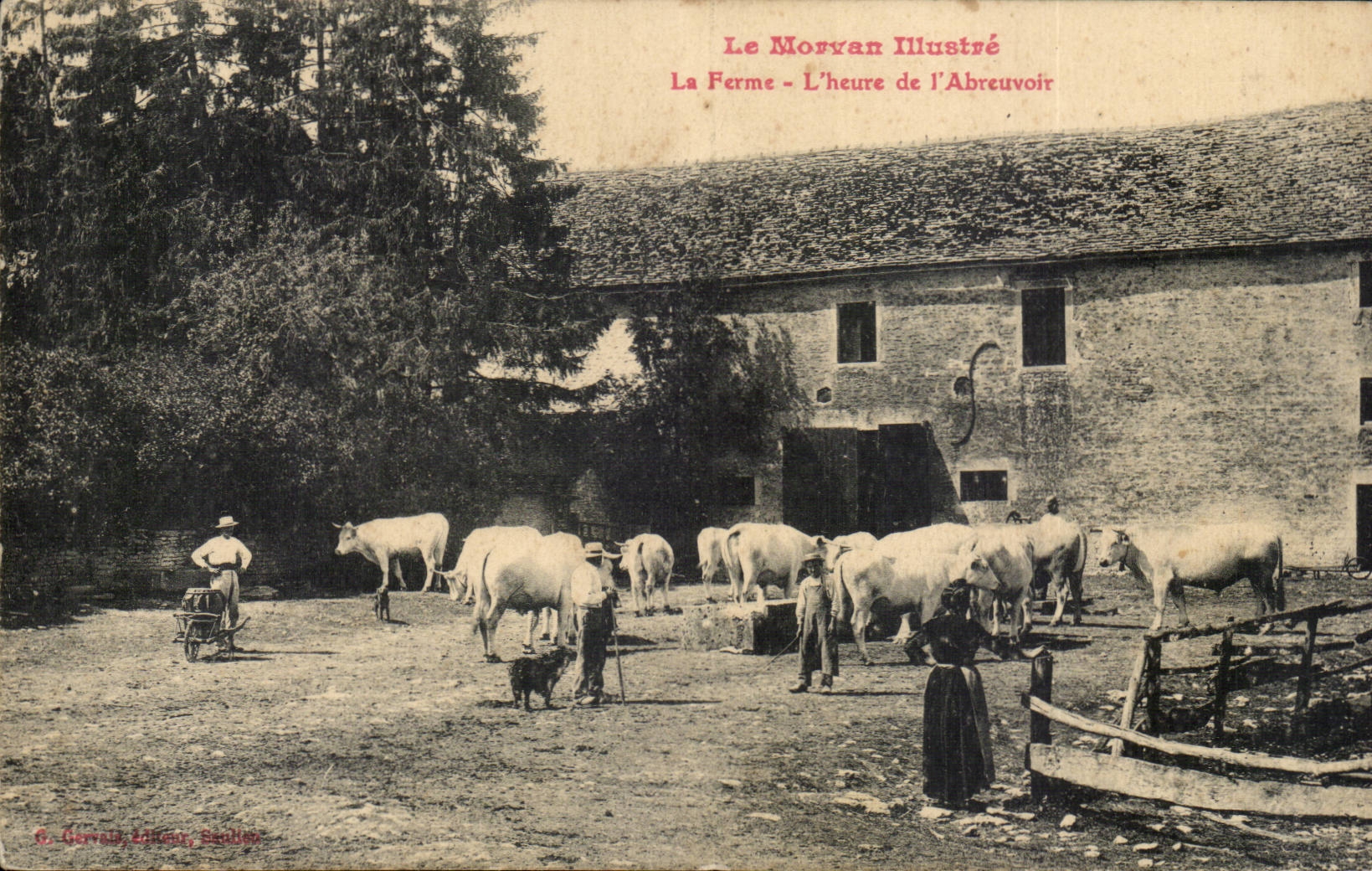 CPA Morvan the farm the hour of the feeding trough