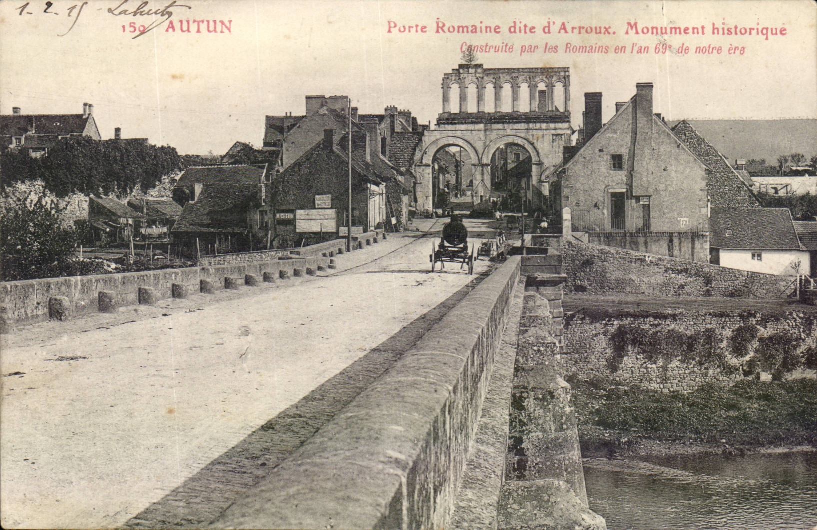 Autun CPA Roman Gate known as of Arroux Historic building