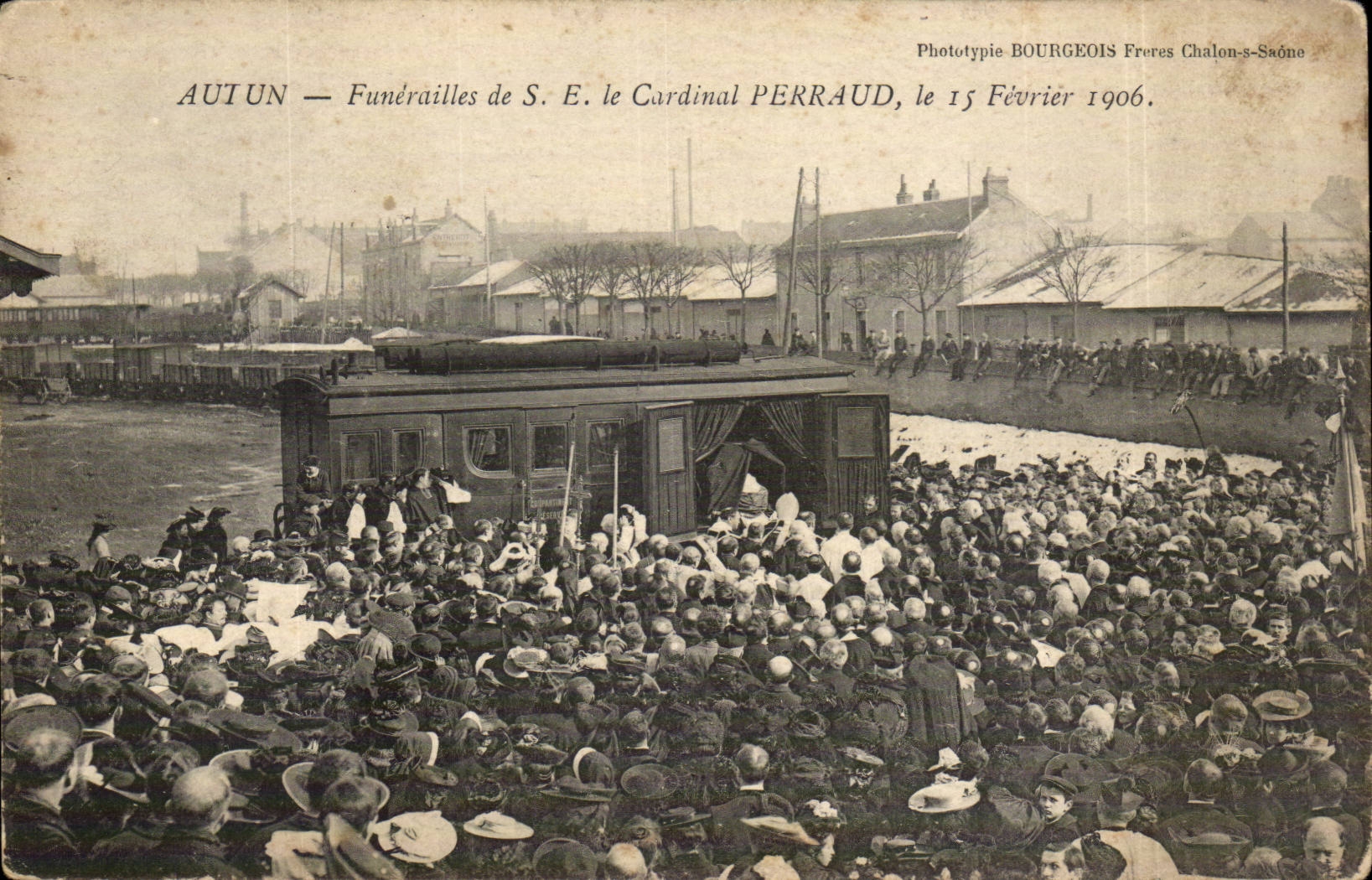 Autun CPA Funeral of SE the Perraud cardinal on February 15th 1906 (train coach)