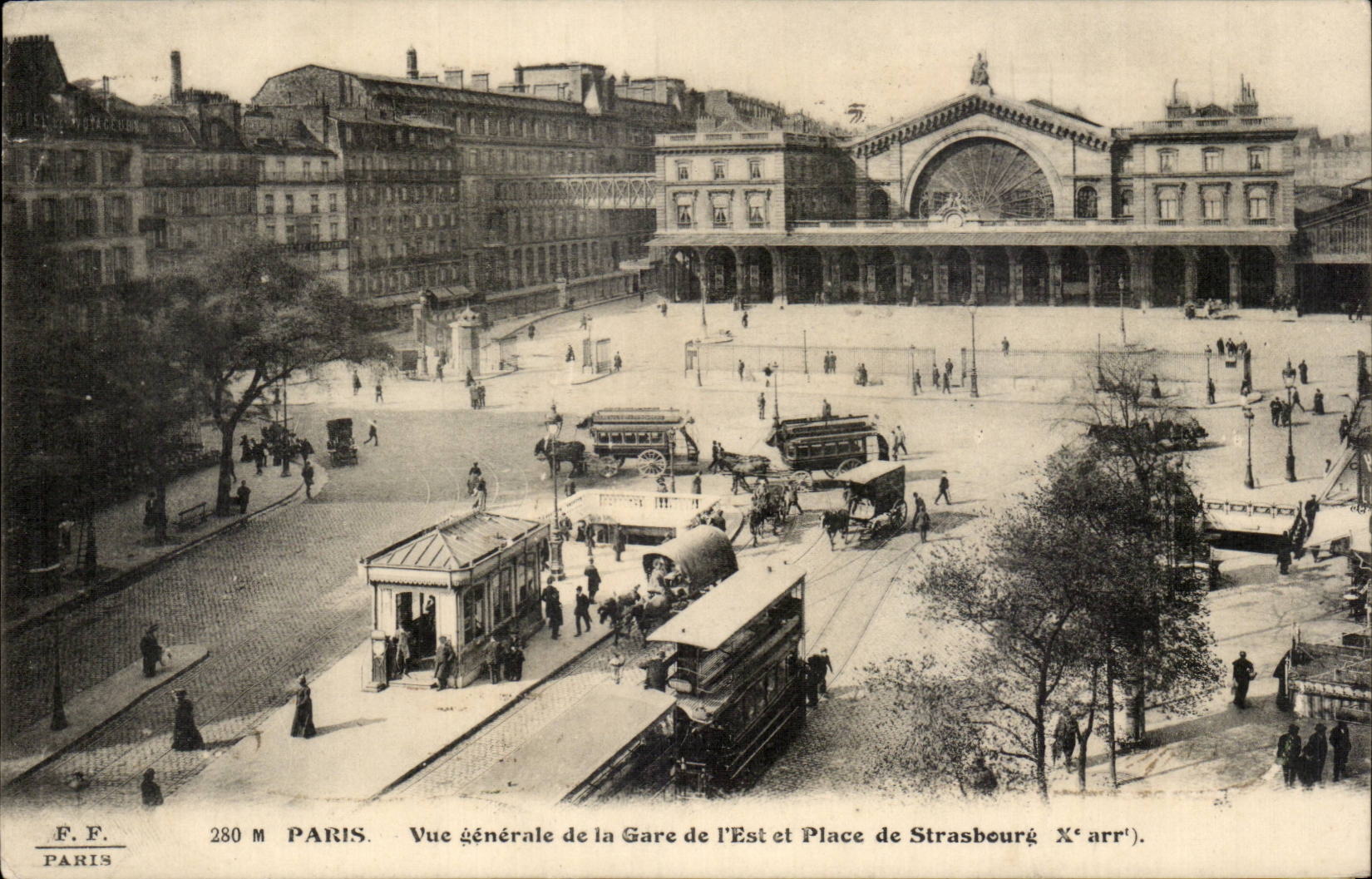 Paris CPA View of the station of the East and place of Strasbourg
