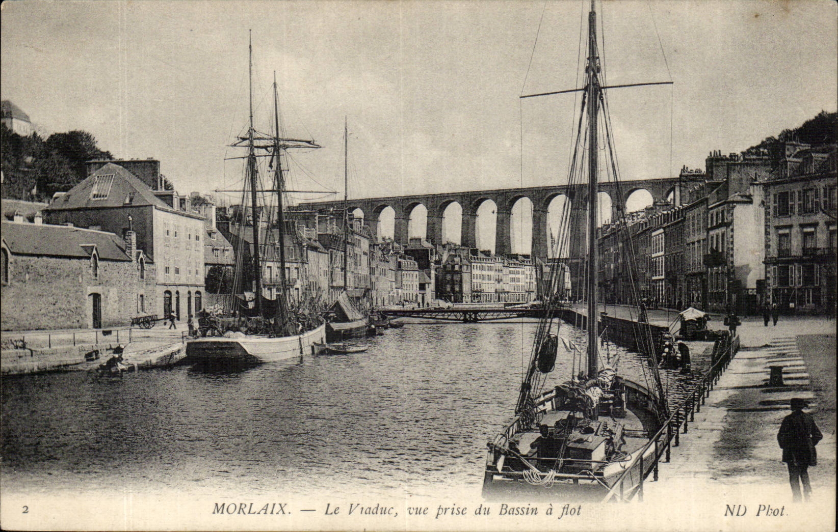 Morlaix - Le Viaduc vue prise du Bassin a flot - CPA 