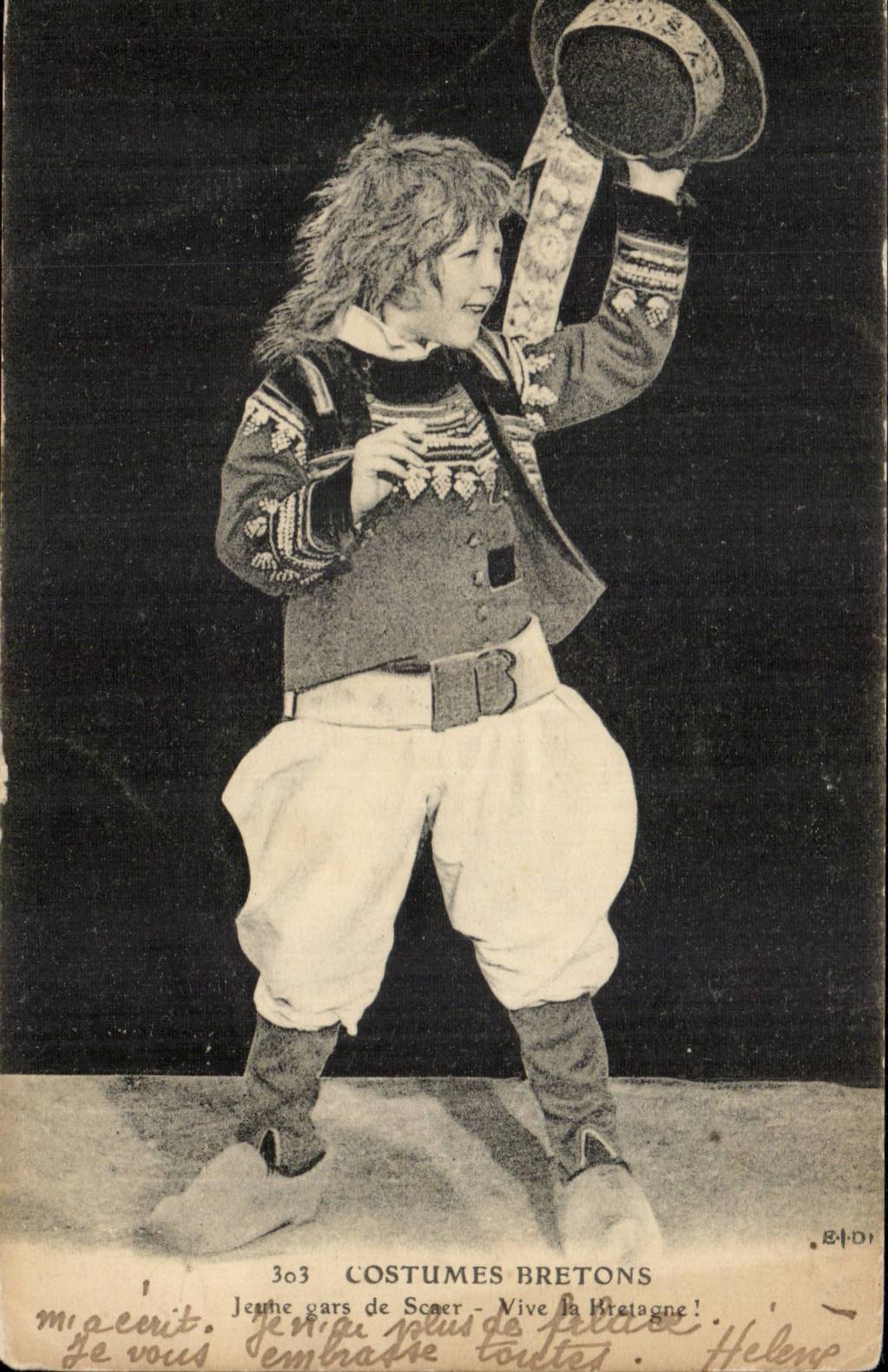 Scaer - Breton Costumes - Young person guy - Lives Brittany - CPA