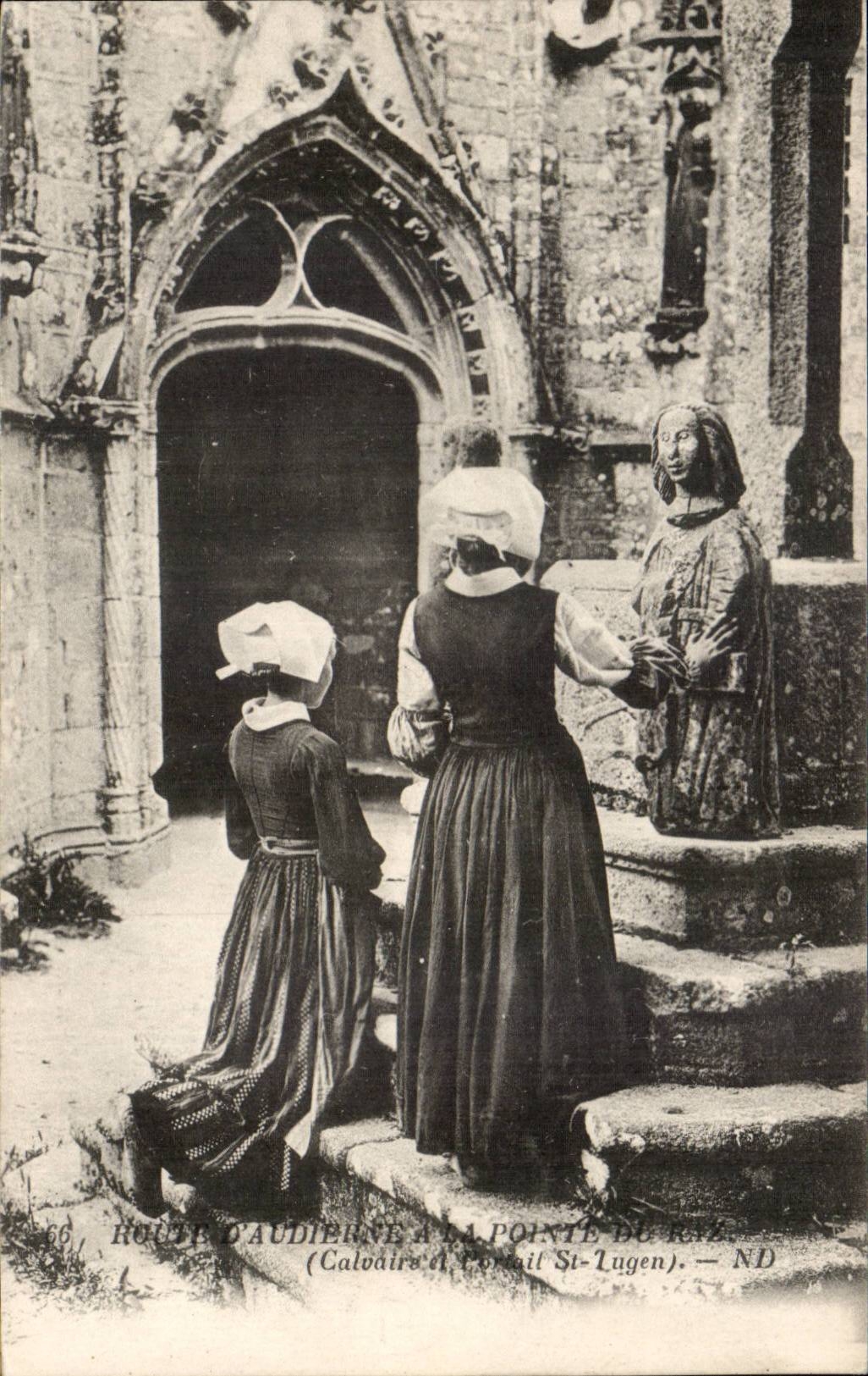 Route d'Audierne a la points strong current CPA Calvaire and gate St Lugen