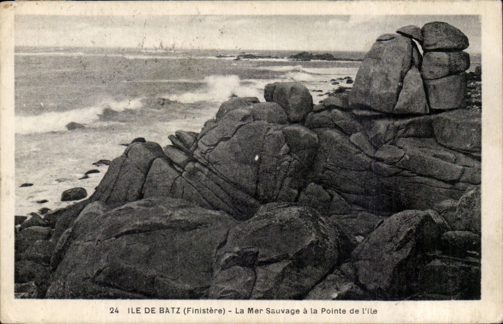 Island of Batz CPA wild sea with the point of the island