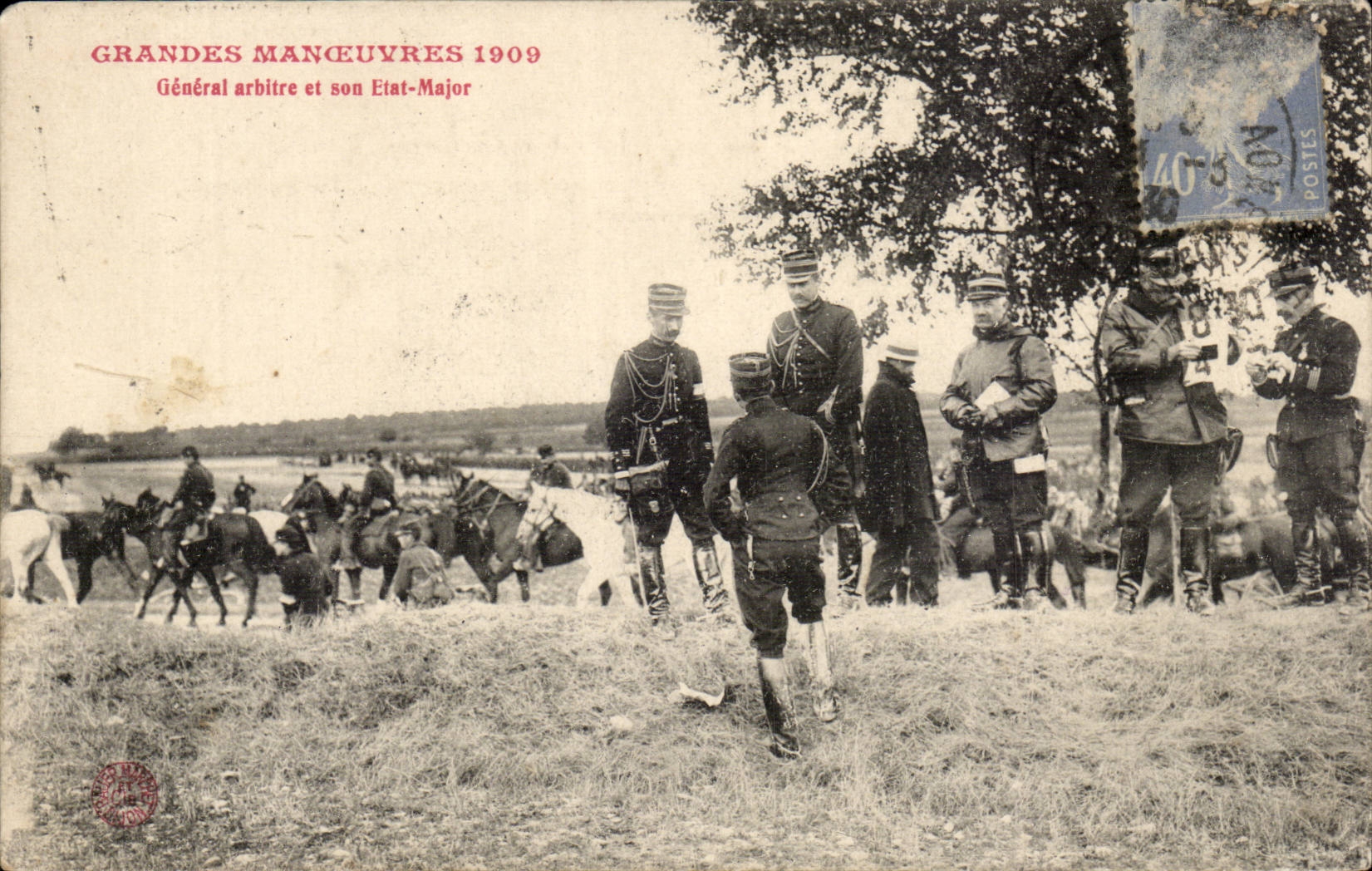 Loiret - Army maneuvers 1919 - General referee and his State Major - militaria - CPA