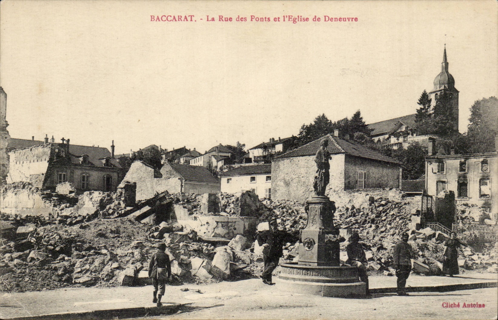 Baccarat CPA the street of the bridges and the church of Deneuvre