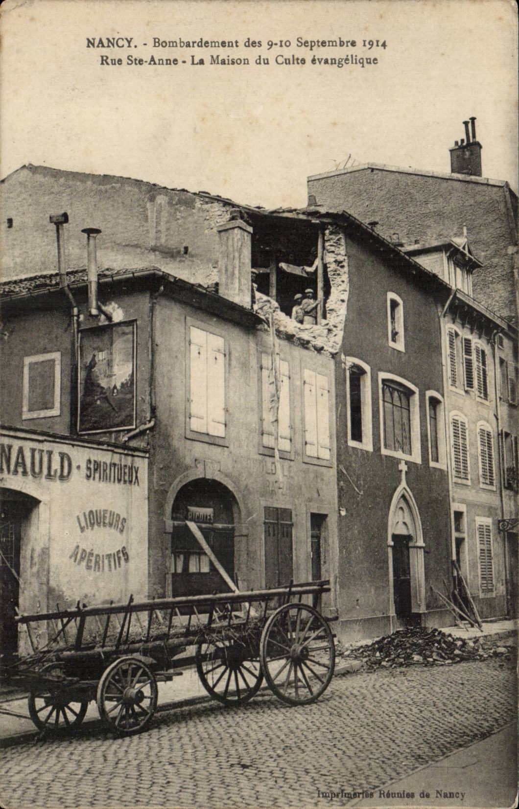 Nancy - Bombardements de 9 10 Septembre 1914 - Rue Ste Anne La Maison du Culte Evangelique - CPA
