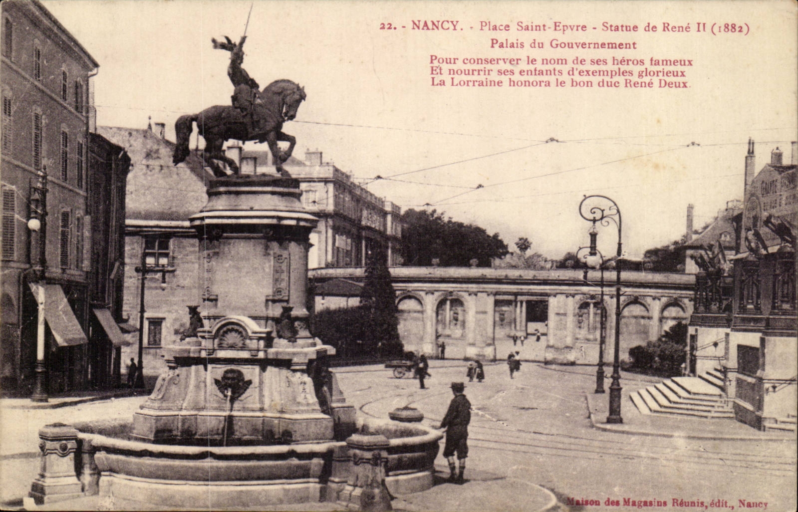 Nancy CPA Place Saint Epvre Statue de Rene II (1882) Palais du gouvernement