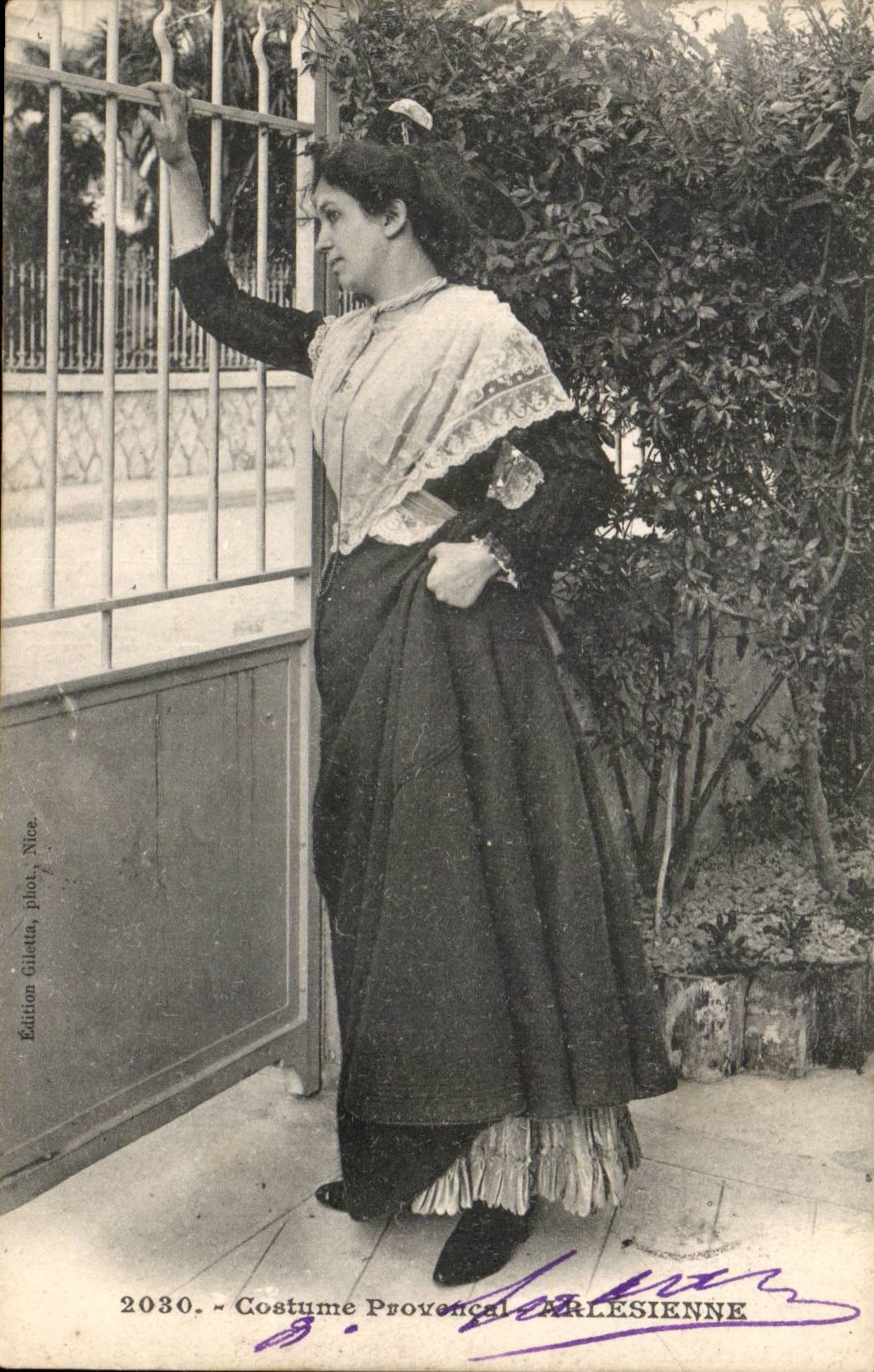 CPA in Provence Woman Costume of Provence (folklore costume)