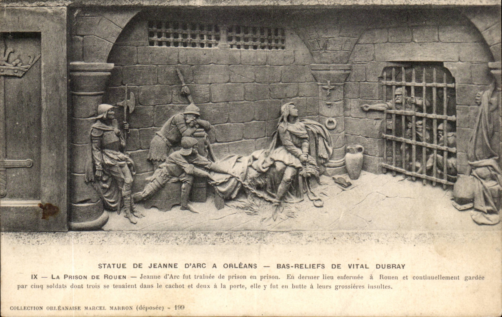 Orleans CPA Statue of Jeanne of Low arc reliefs of Vital Dubray