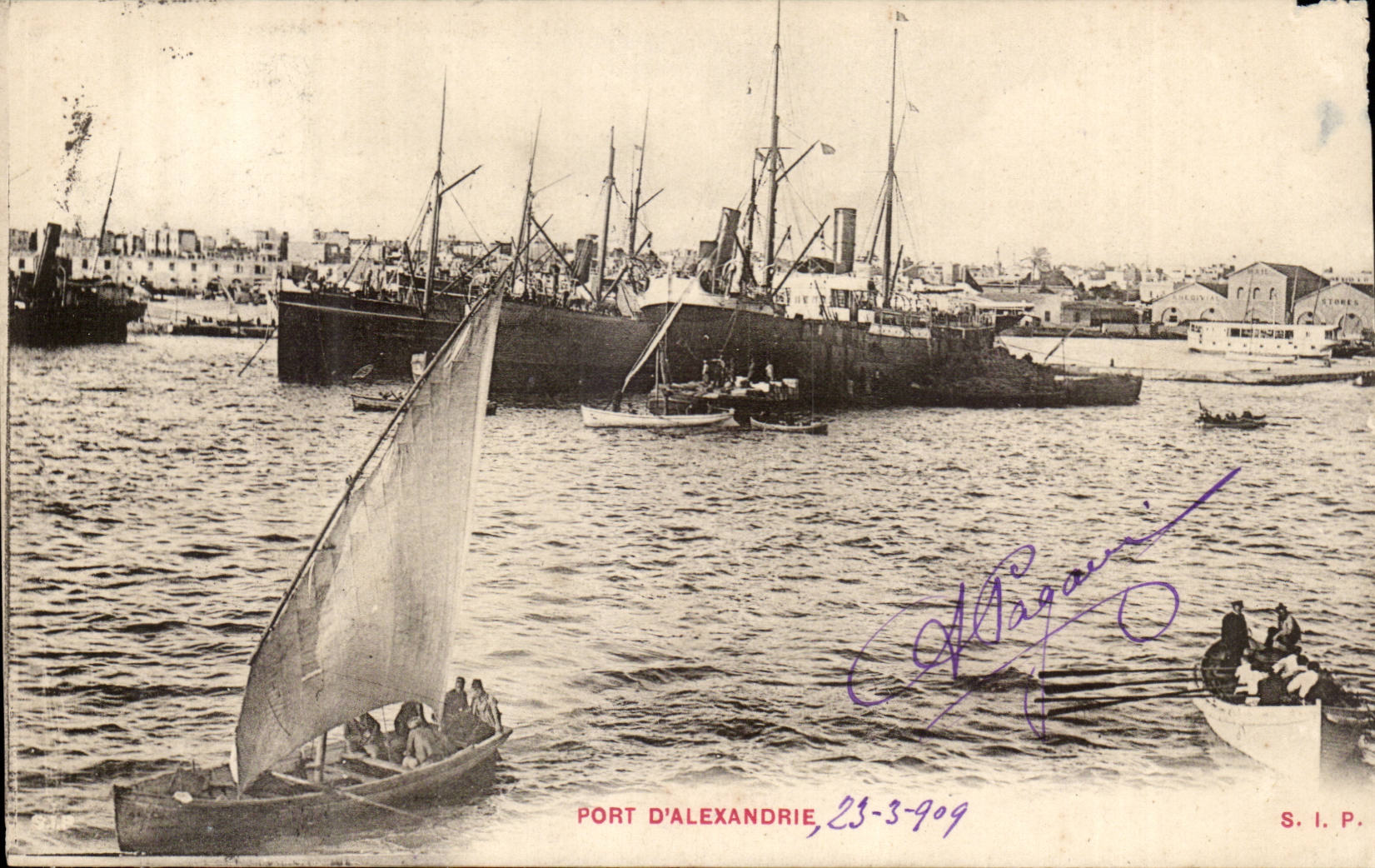CPA Egypt Egypte Port d'Alexandrie Bateaux Boat ship